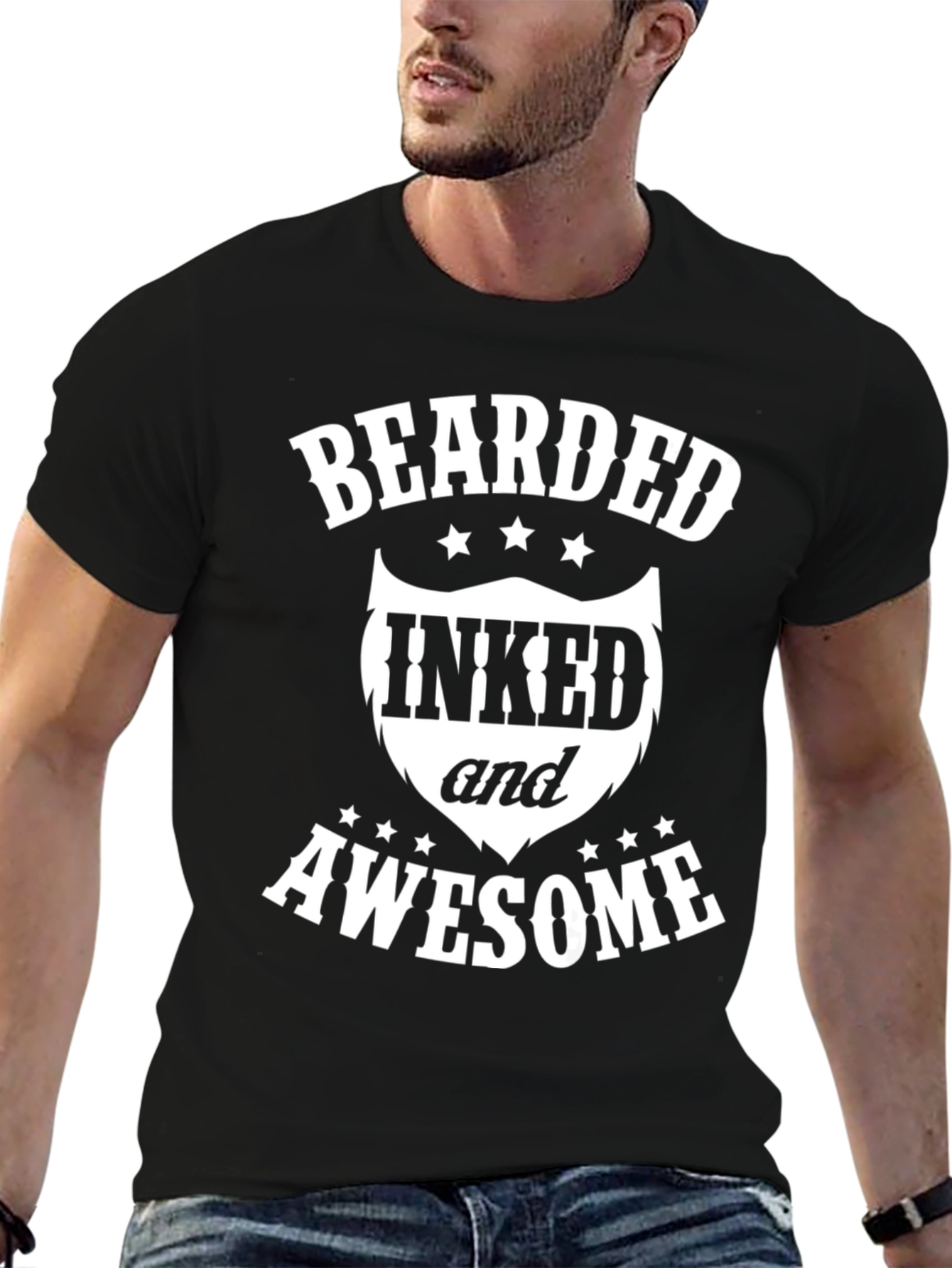 Bearded Inked and Awesome T-Shirt - Mens Graphic Tee