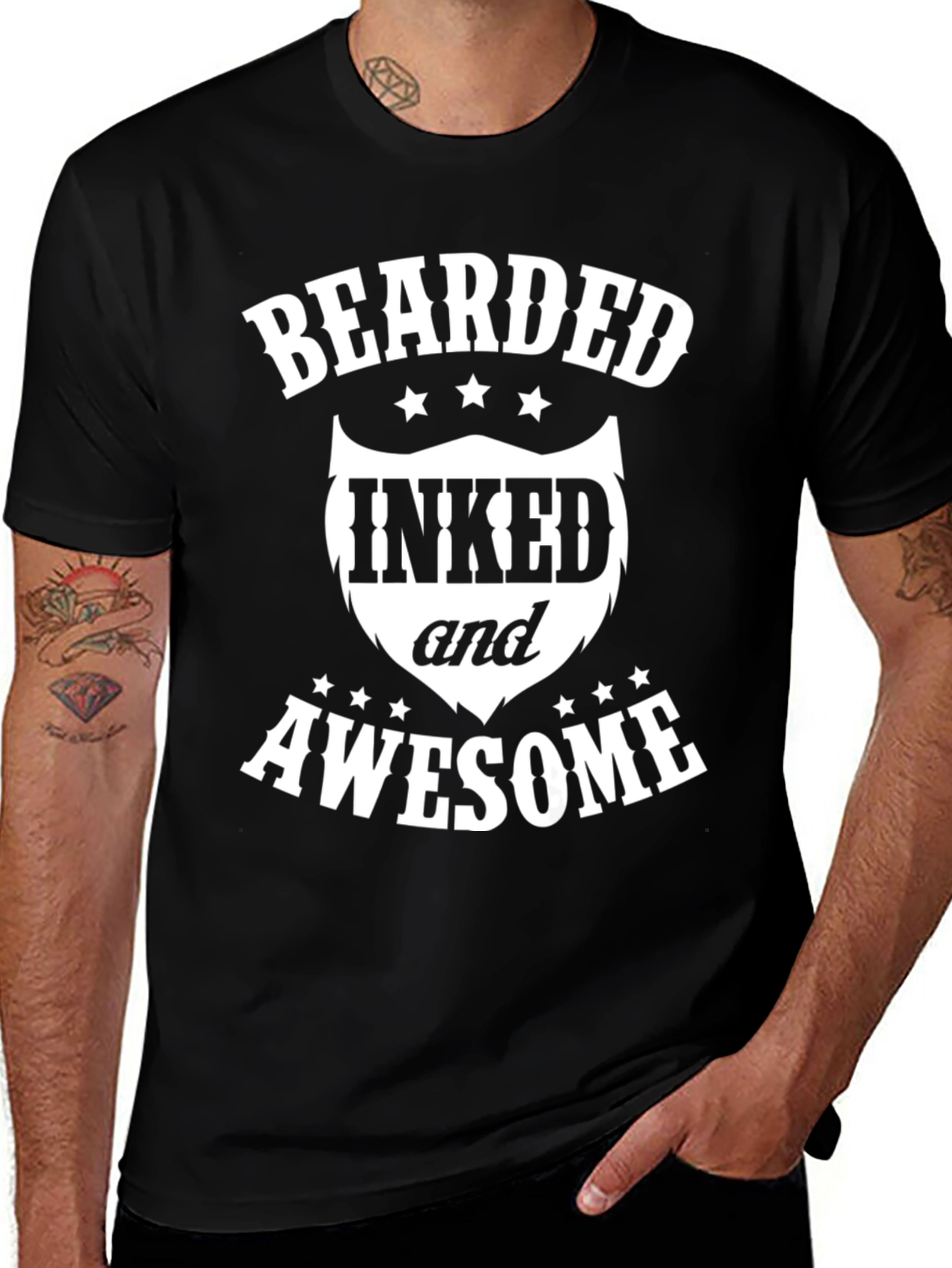 Bearded Inked and Awesome T-Shirt - Mens Graphic Tee