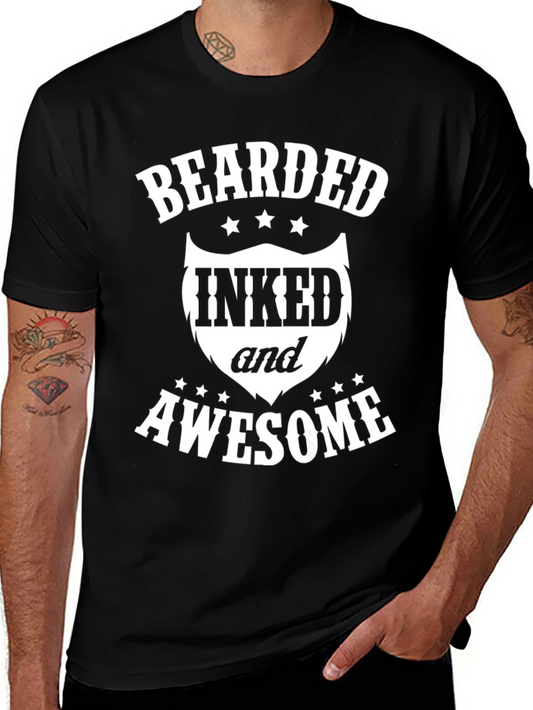 Bearded Inked and Awesome T-Shirt - Mens Graphic Tee