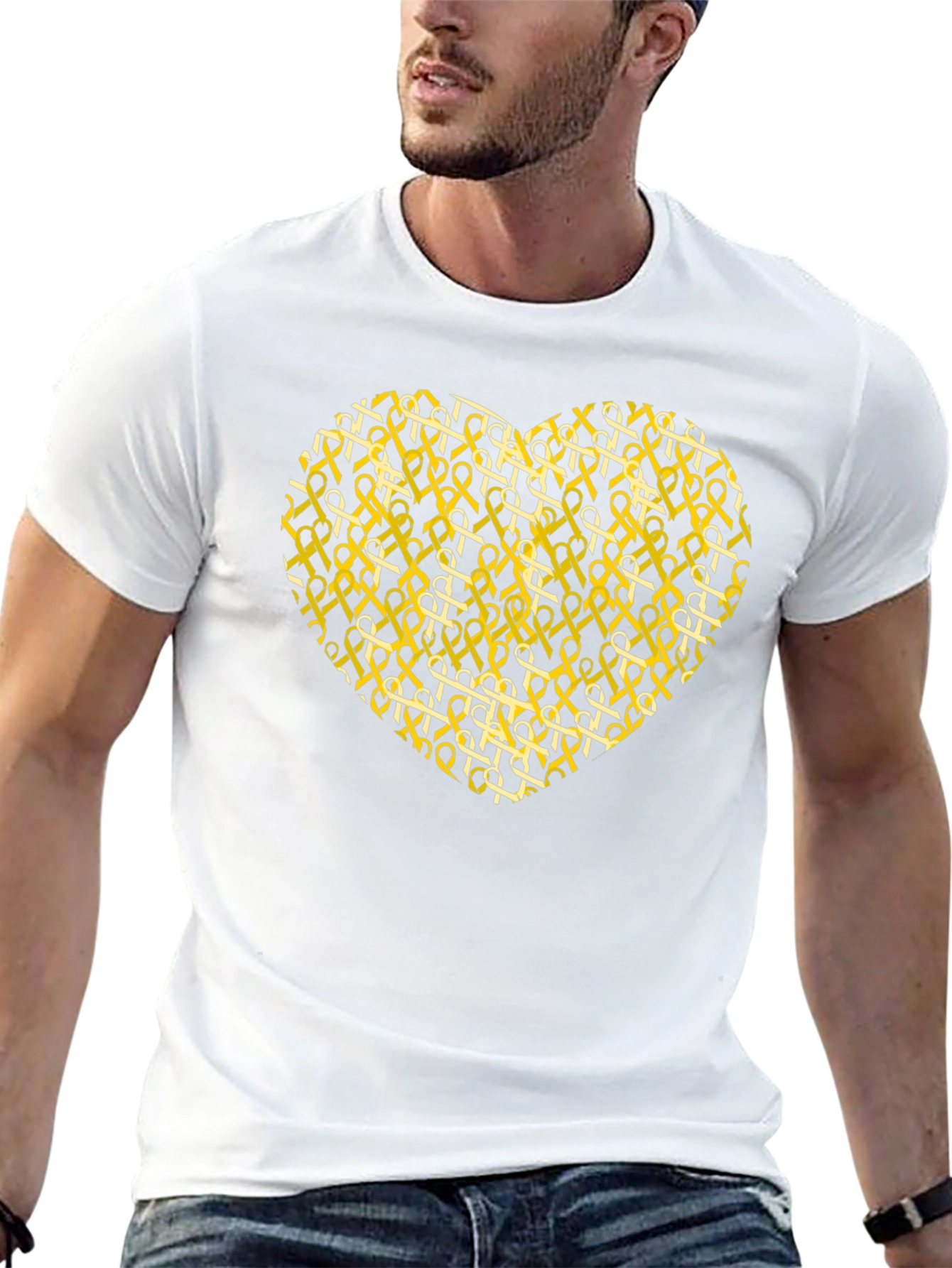 Awareness Ribbon Heart Graphic T-Shirt - Black