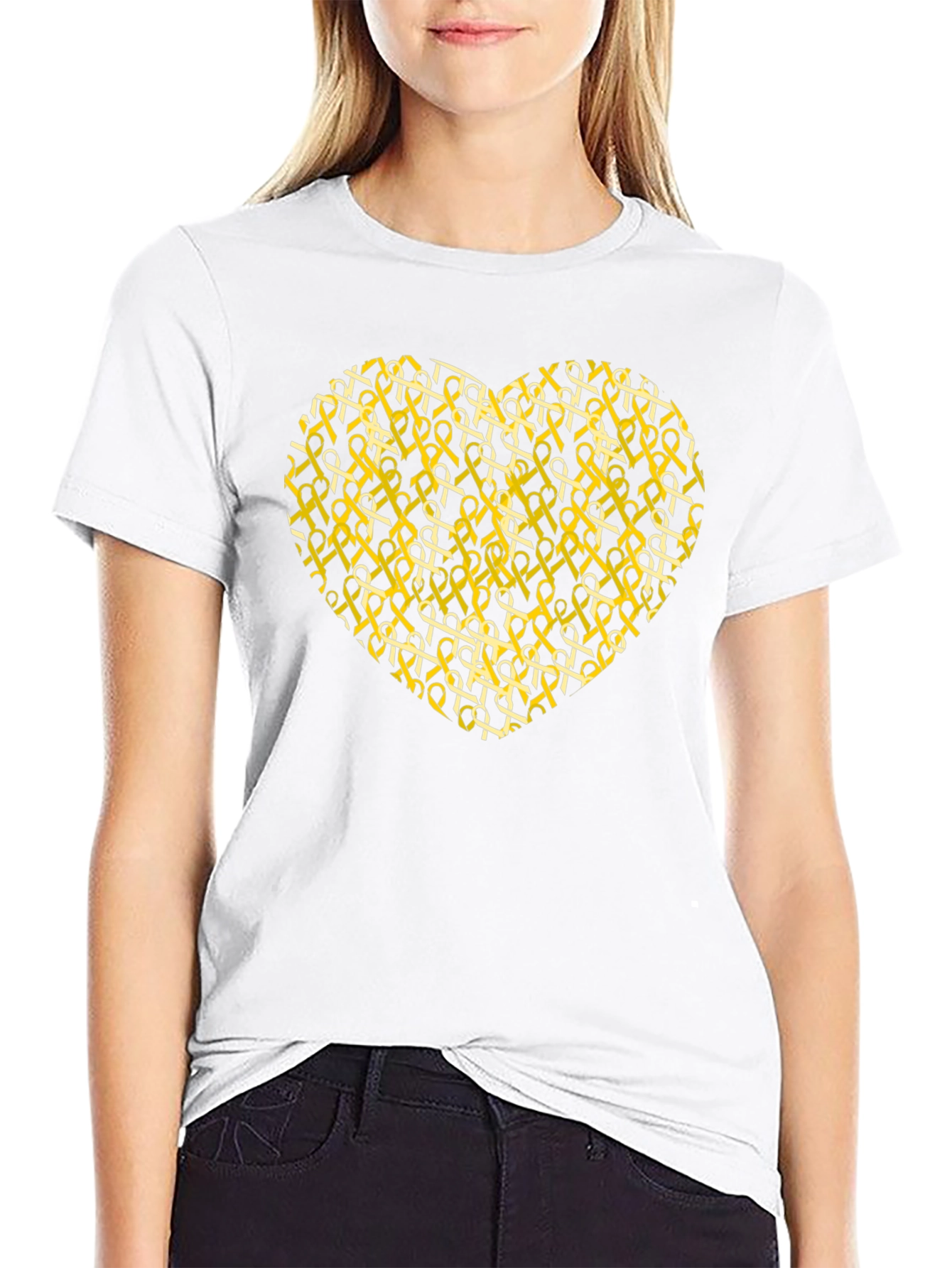 Awareness Ribbon Heart Graphic T-Shirt - Black