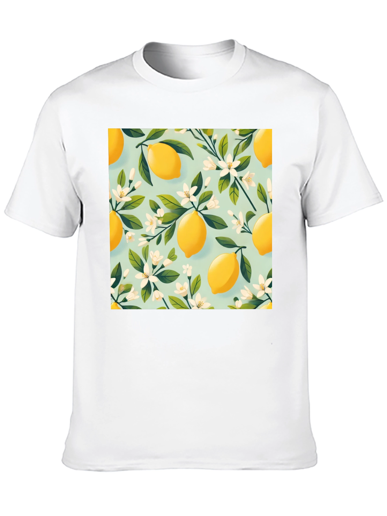 Lemon Blossom Print Black T-Shirt