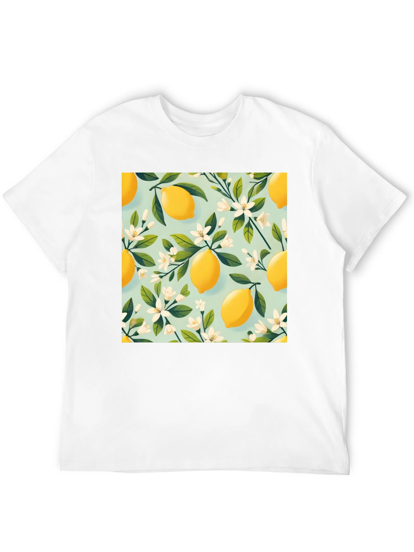 Lemon Blossom Print Black T-Shirt