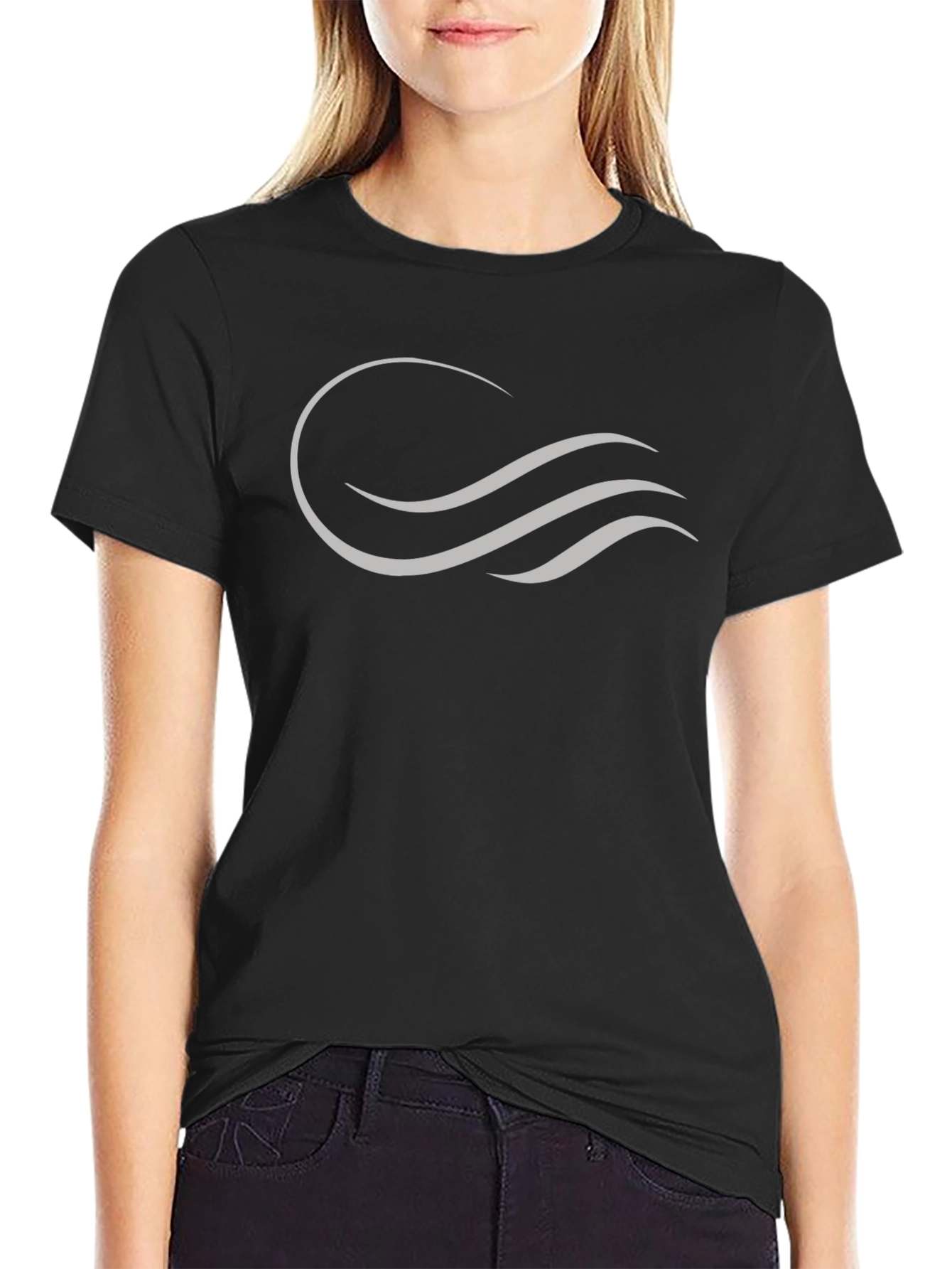 Abstract Wave Design Black T-Shirt