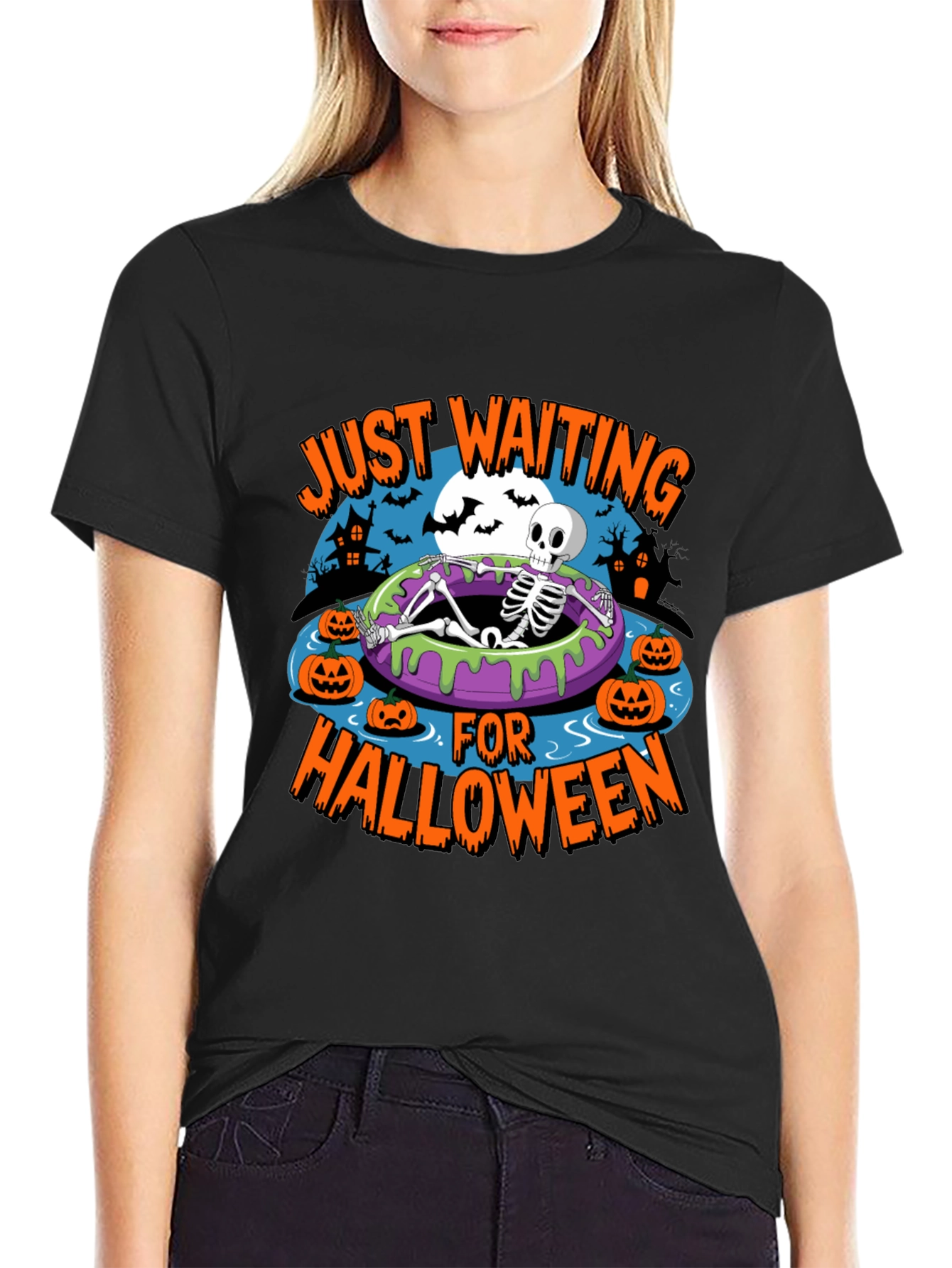 Halloween Skeleton T-Shirt - Just Waiting