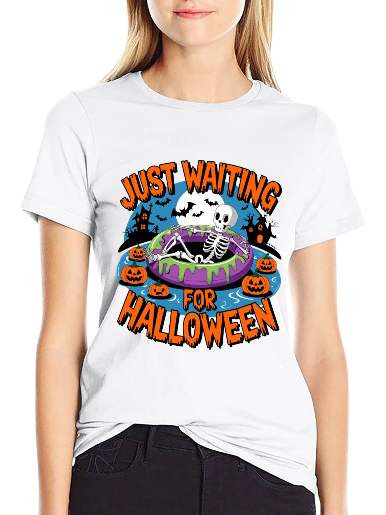 Halloween Skeleton T-Shirt - Just Waiting