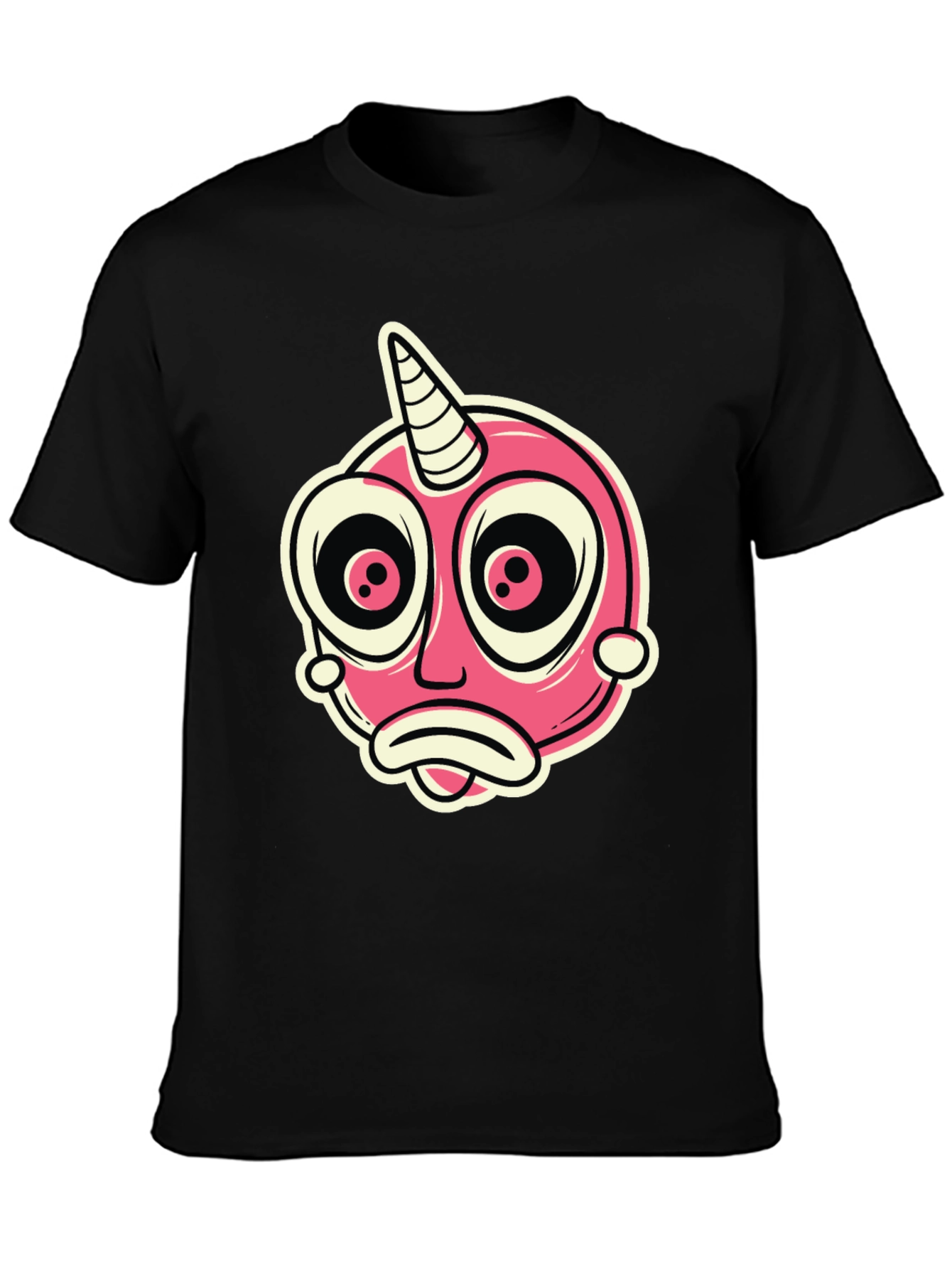 Cartoon Unicorn Creature Graphic Black T-Shirt