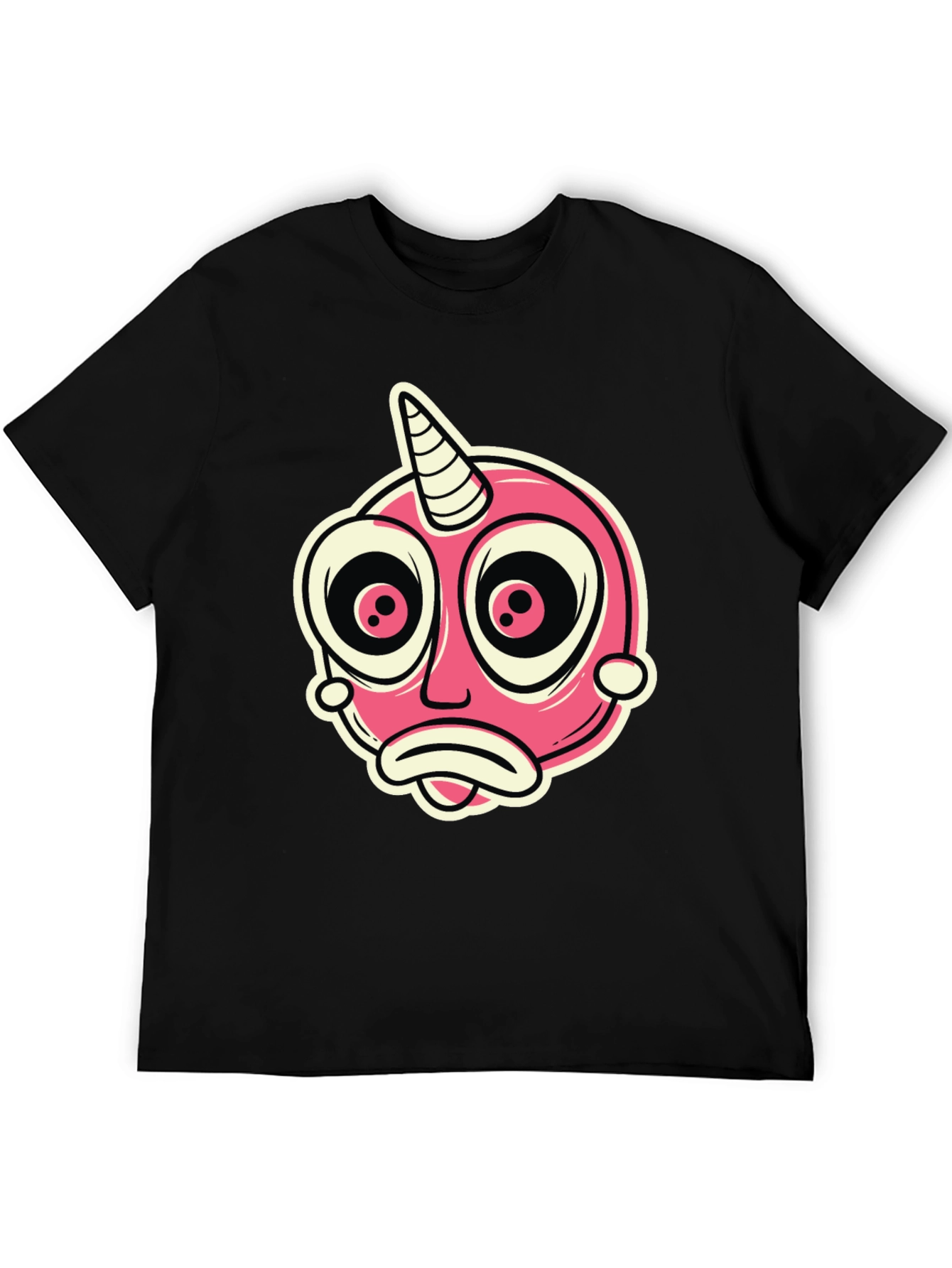 Cartoon Unicorn Creature Graphic Black T-Shirt