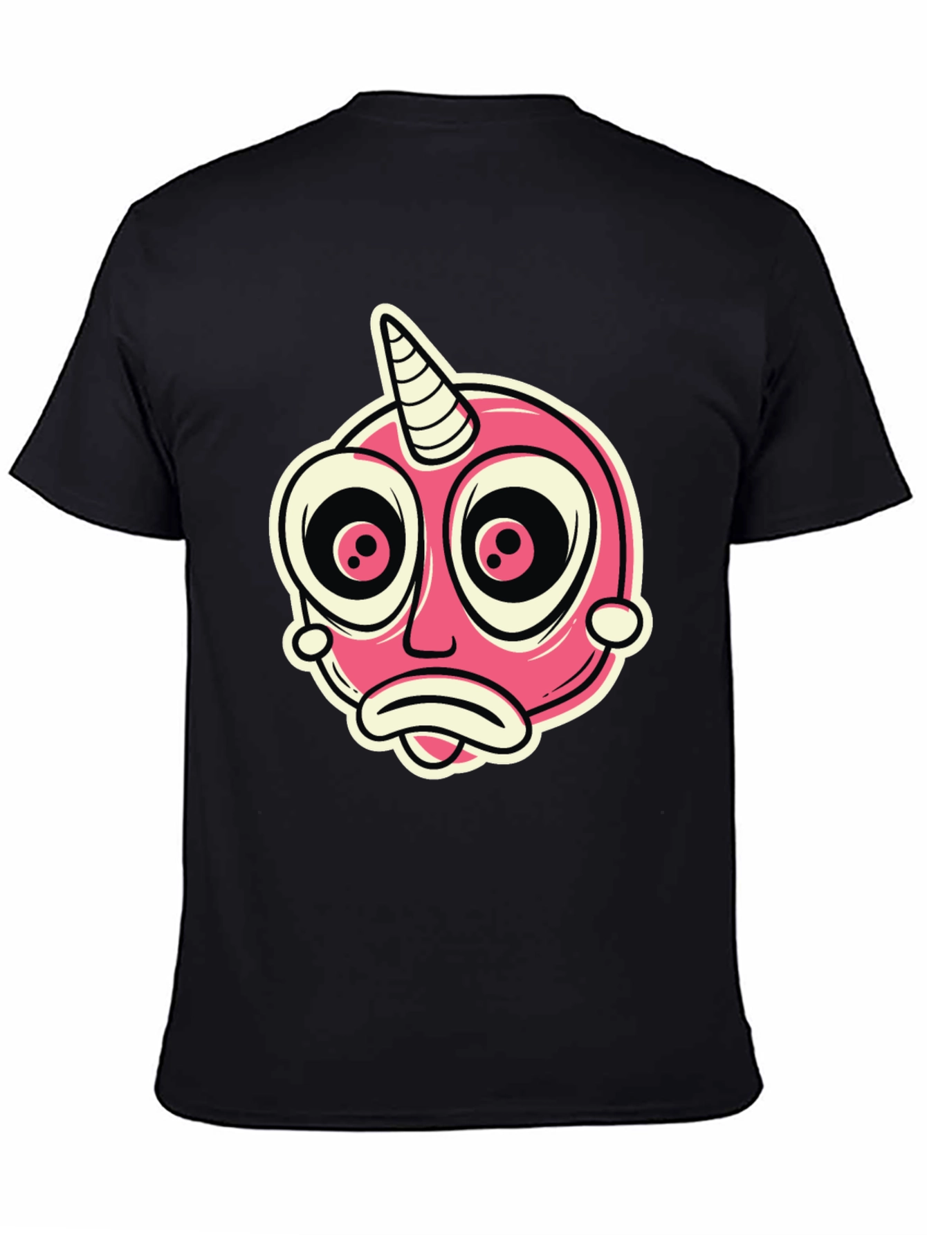 Cartoon Unicorn Creature Graphic Black T-Shirt