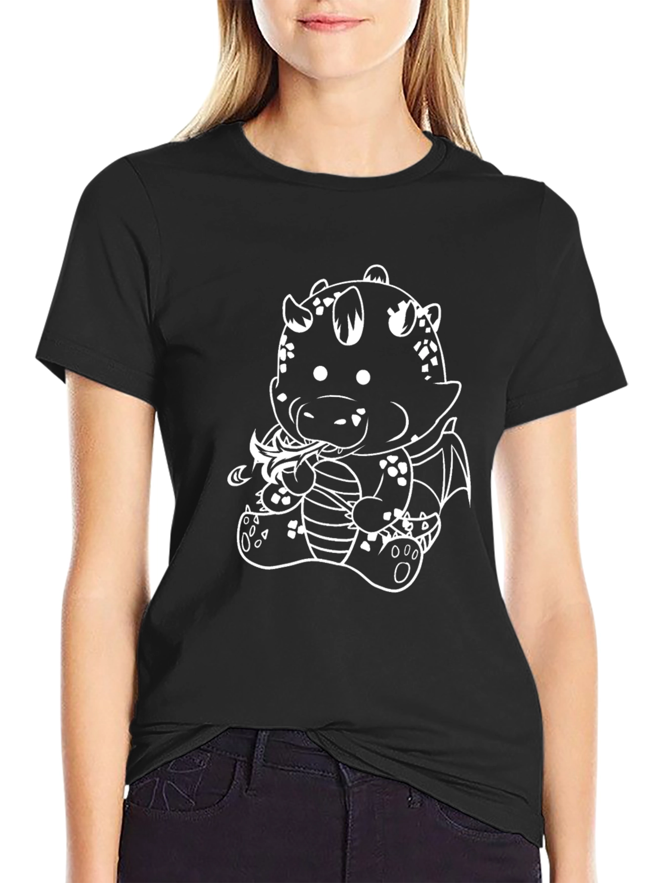Cute Dragon Graphic Tee - Black Unisex T-Shirt