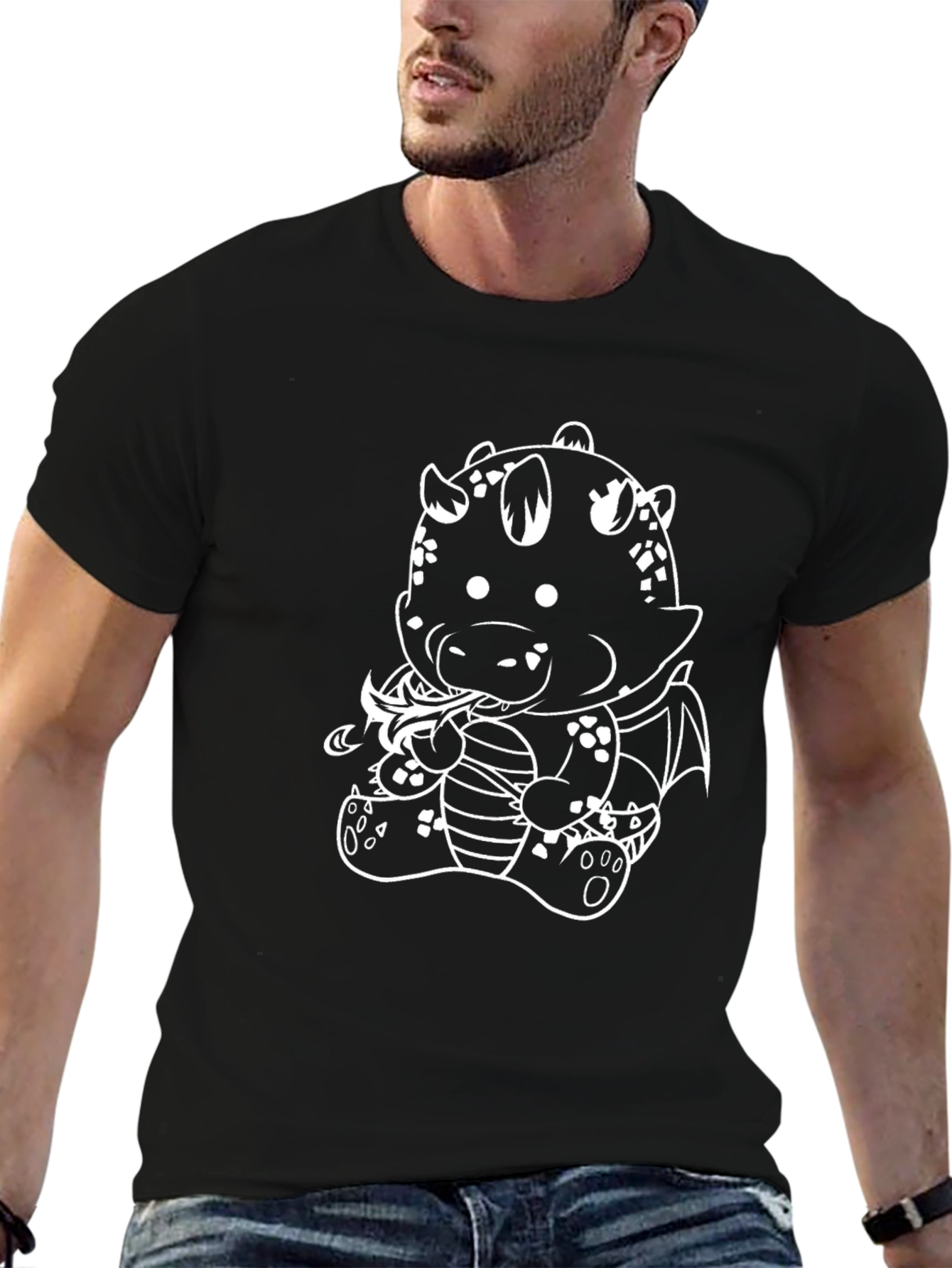 Cute Dragon Graphic Tee - Black Unisex T-Shirt