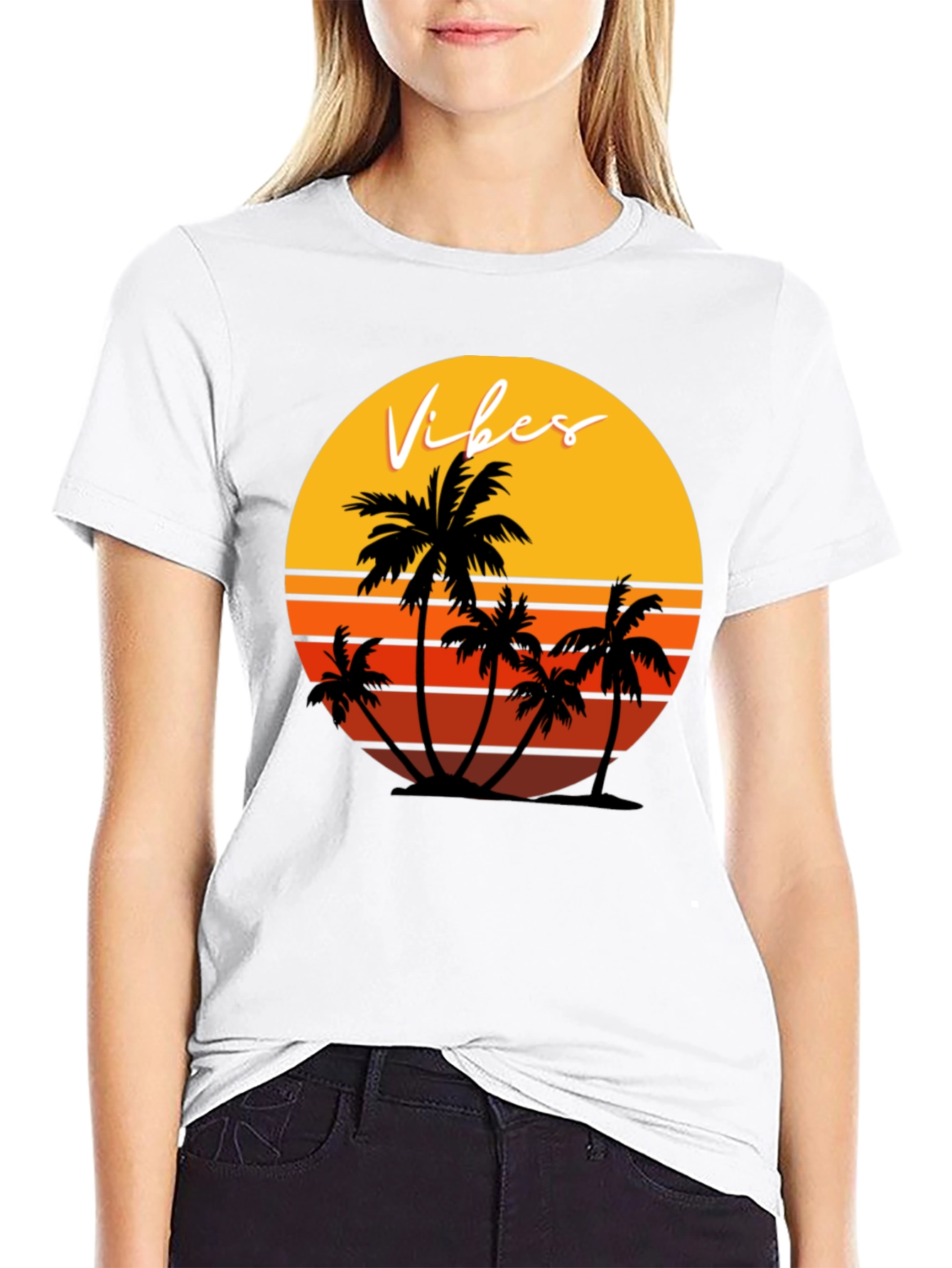 Retro Vibes Palm Tree Graphic T-Shirt