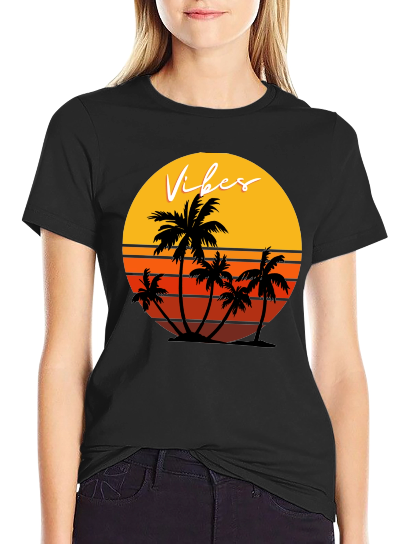 Retro Vibes Palm Tree Graphic T-Shirt