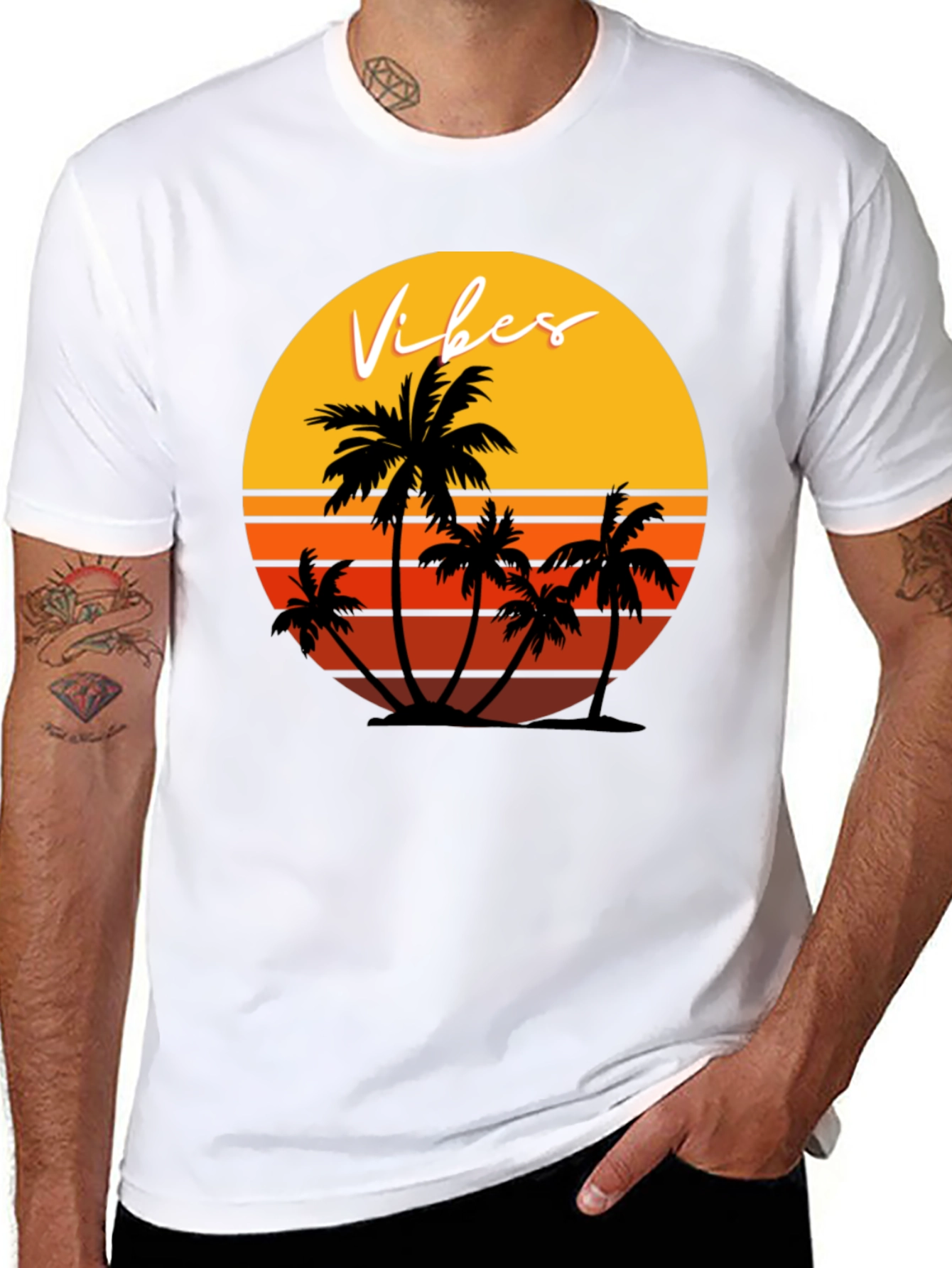 Retro Vibes Palm Tree Graphic T-Shirt