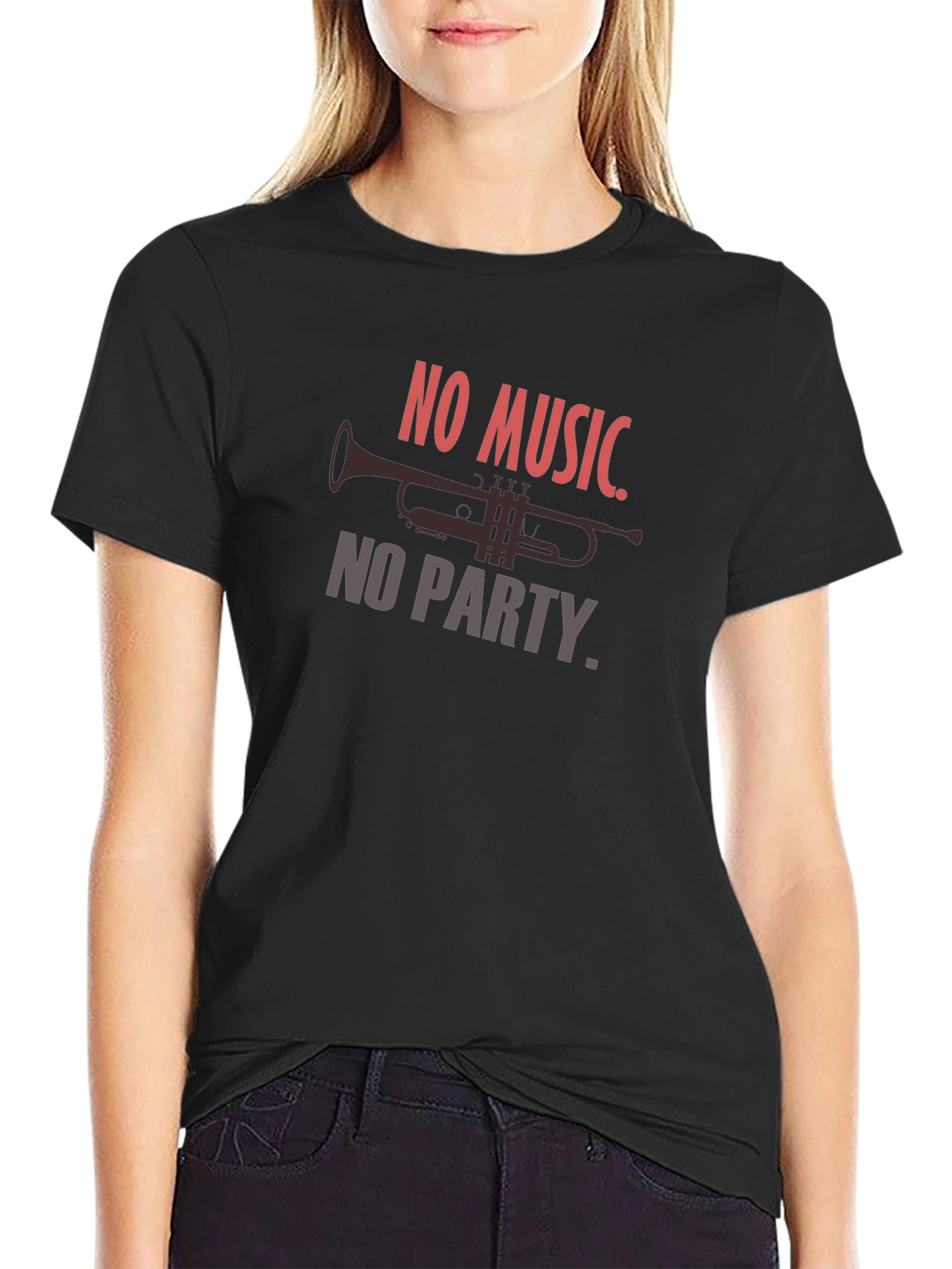 No Music No Party Mens Black T-Shirt