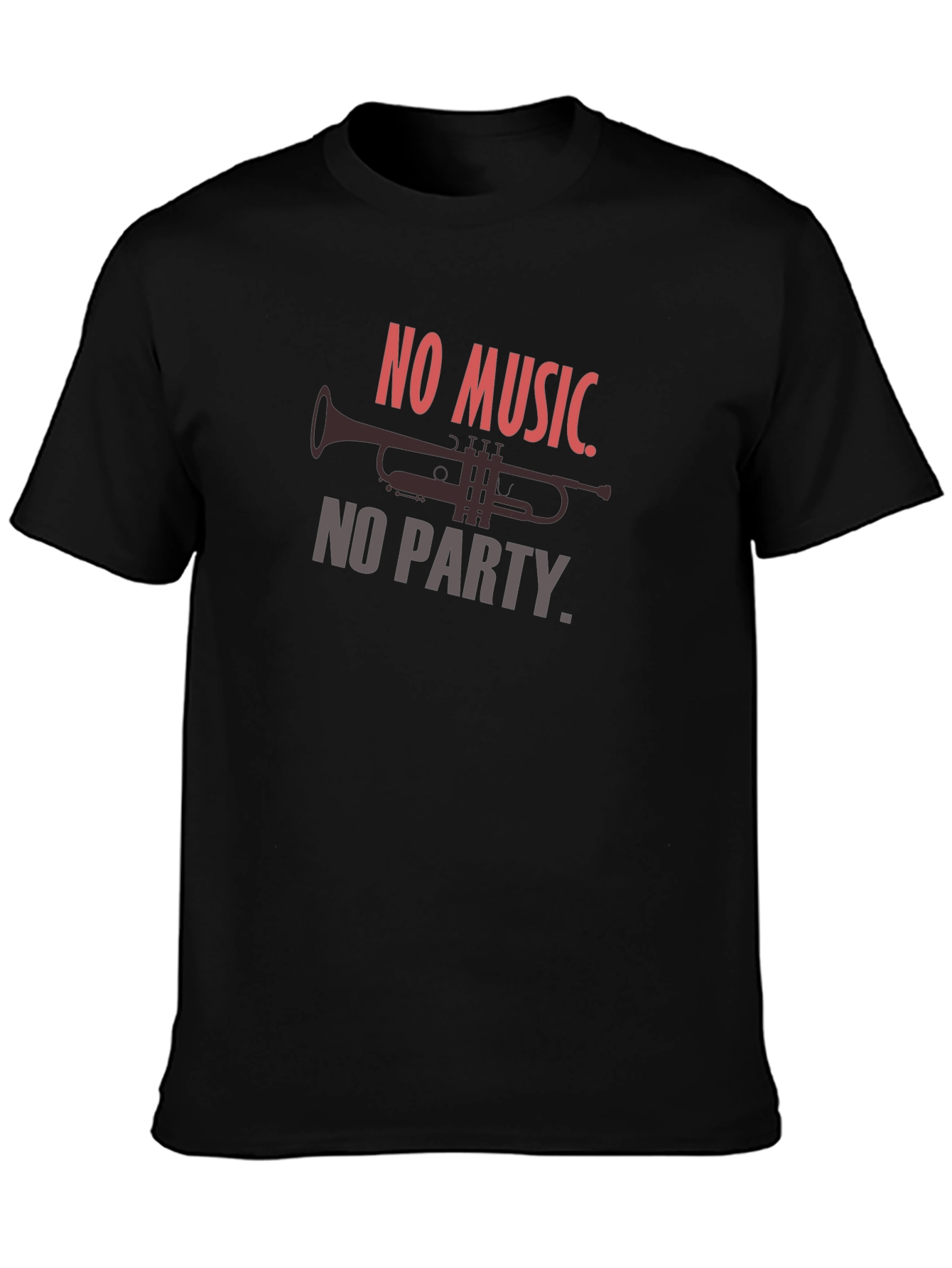 No Music No Party Mens Black T-Shirt