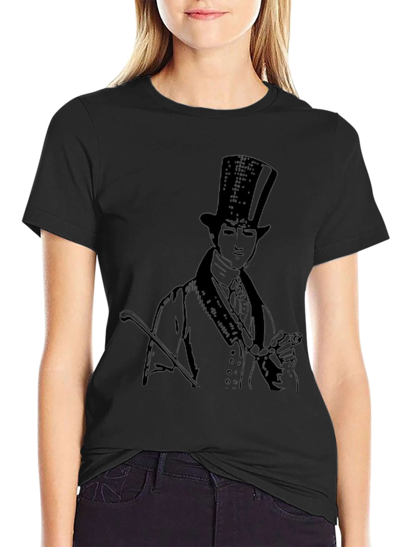 Top Hat Gentleman Graphic Tee - Black