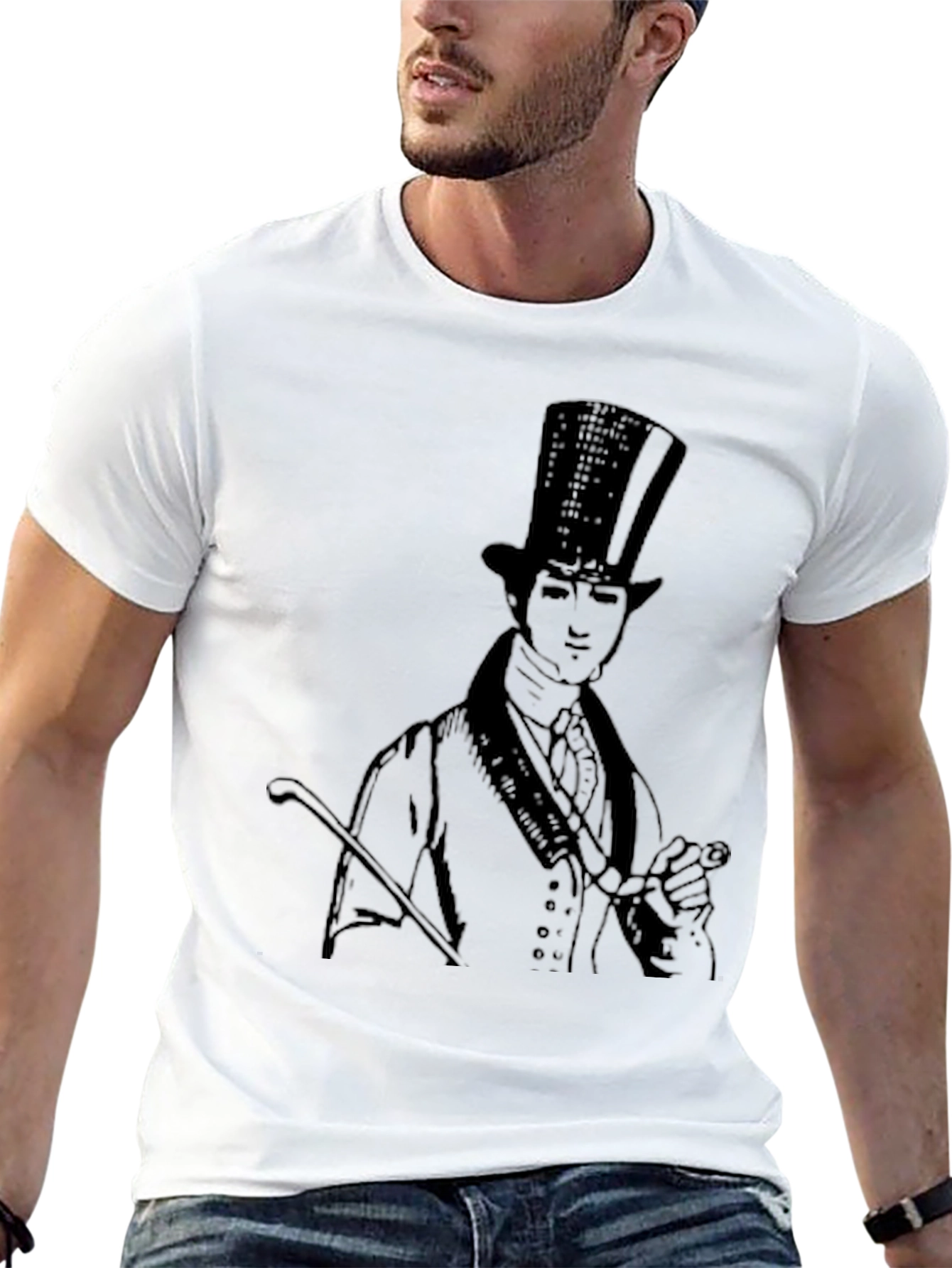 Top Hat Gentleman Graphic Tee - Black