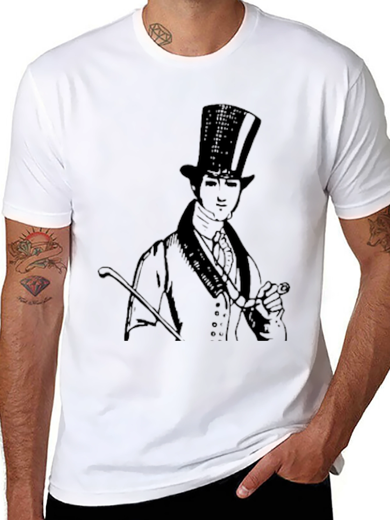 Top Hat Gentleman Graphic Tee - Black