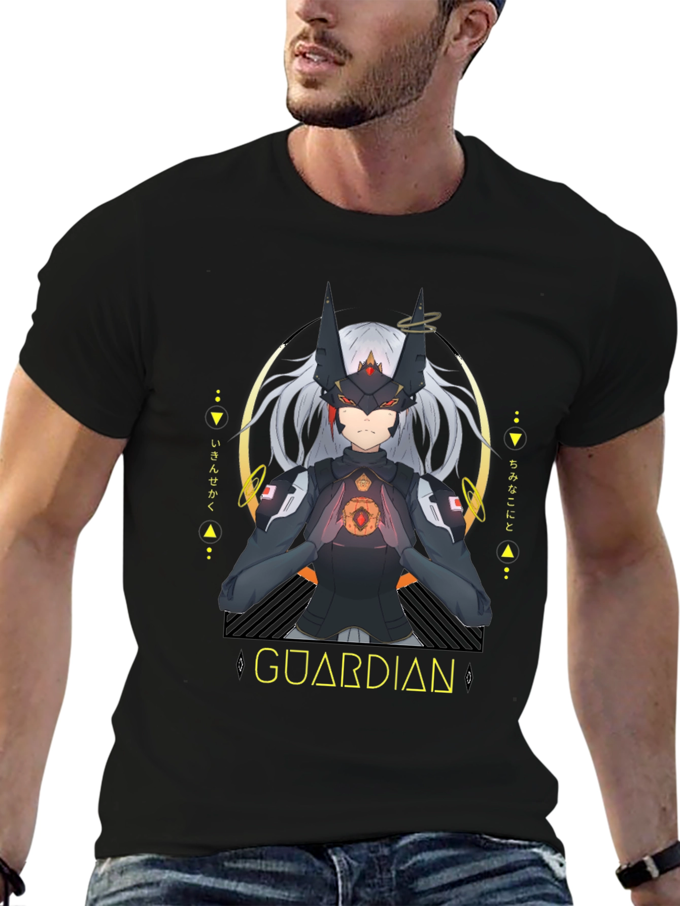 Guardian Anime Graphic Black T-Shirt