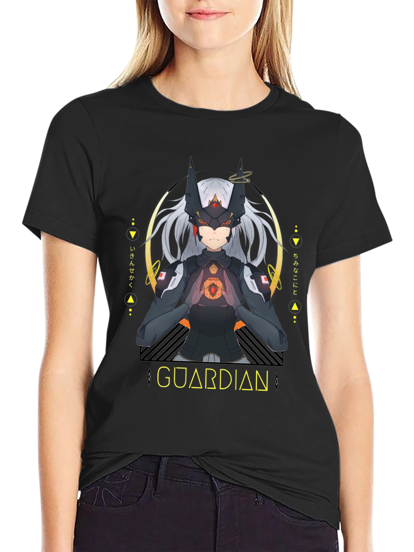 Guardian Anime Graphic Black T-Shirt