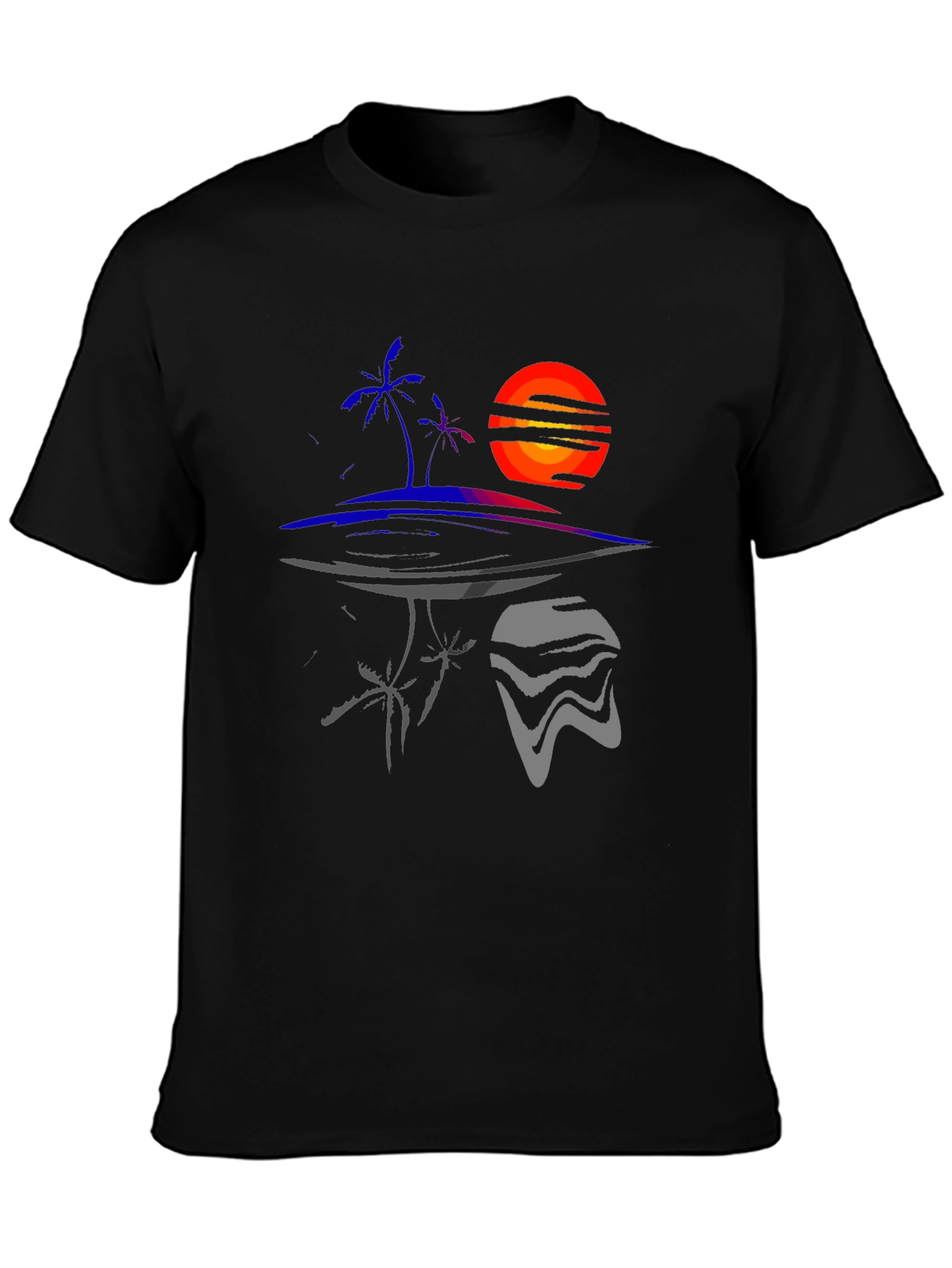 Abstract Sunset Island Graphic Tee - Unique Design