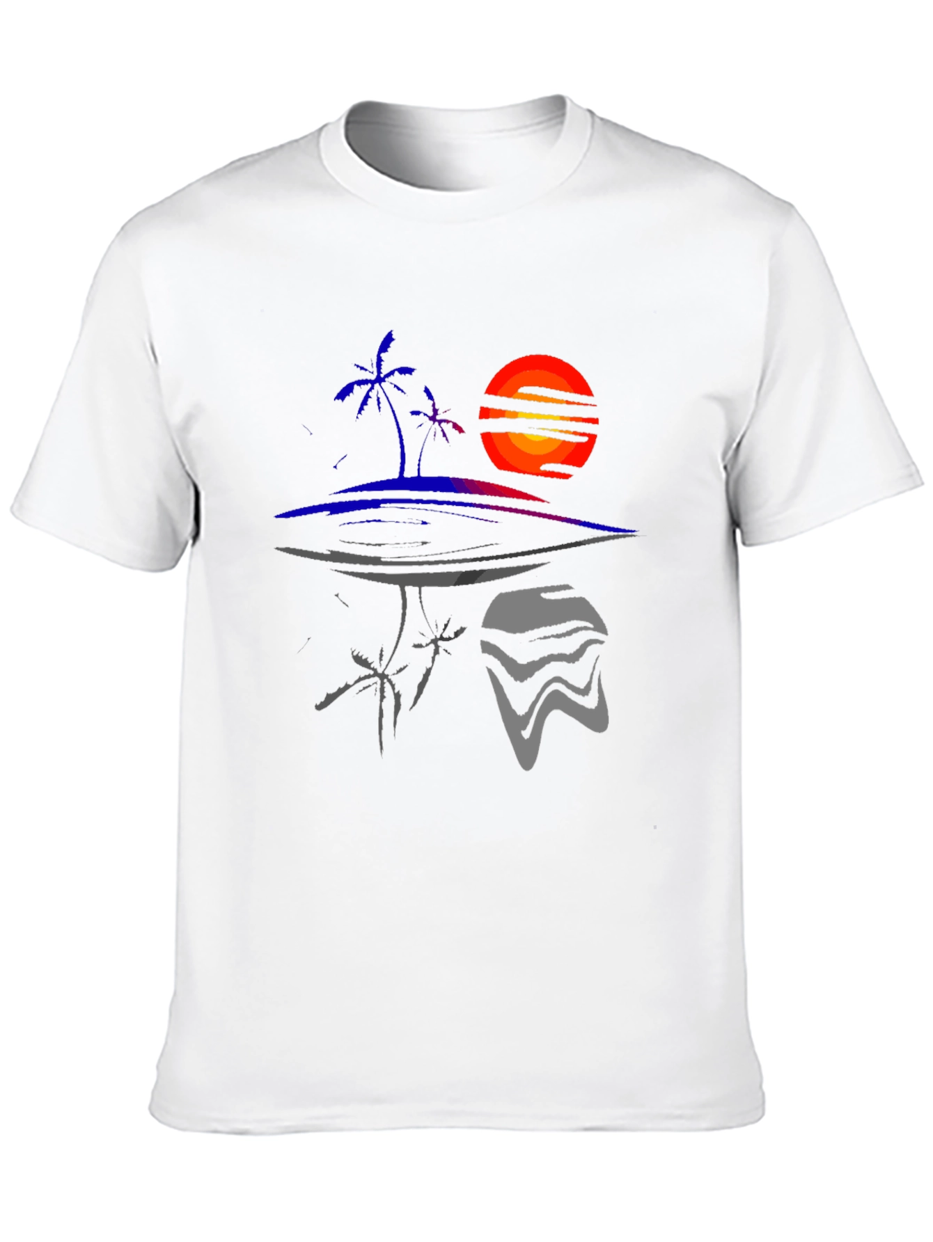 Abstract Sunset Island Graphic Tee - Unique Design