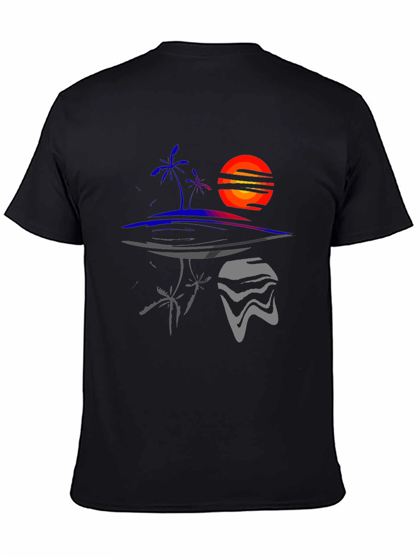 Abstract Sunset Island Graphic Tee - Unique Design