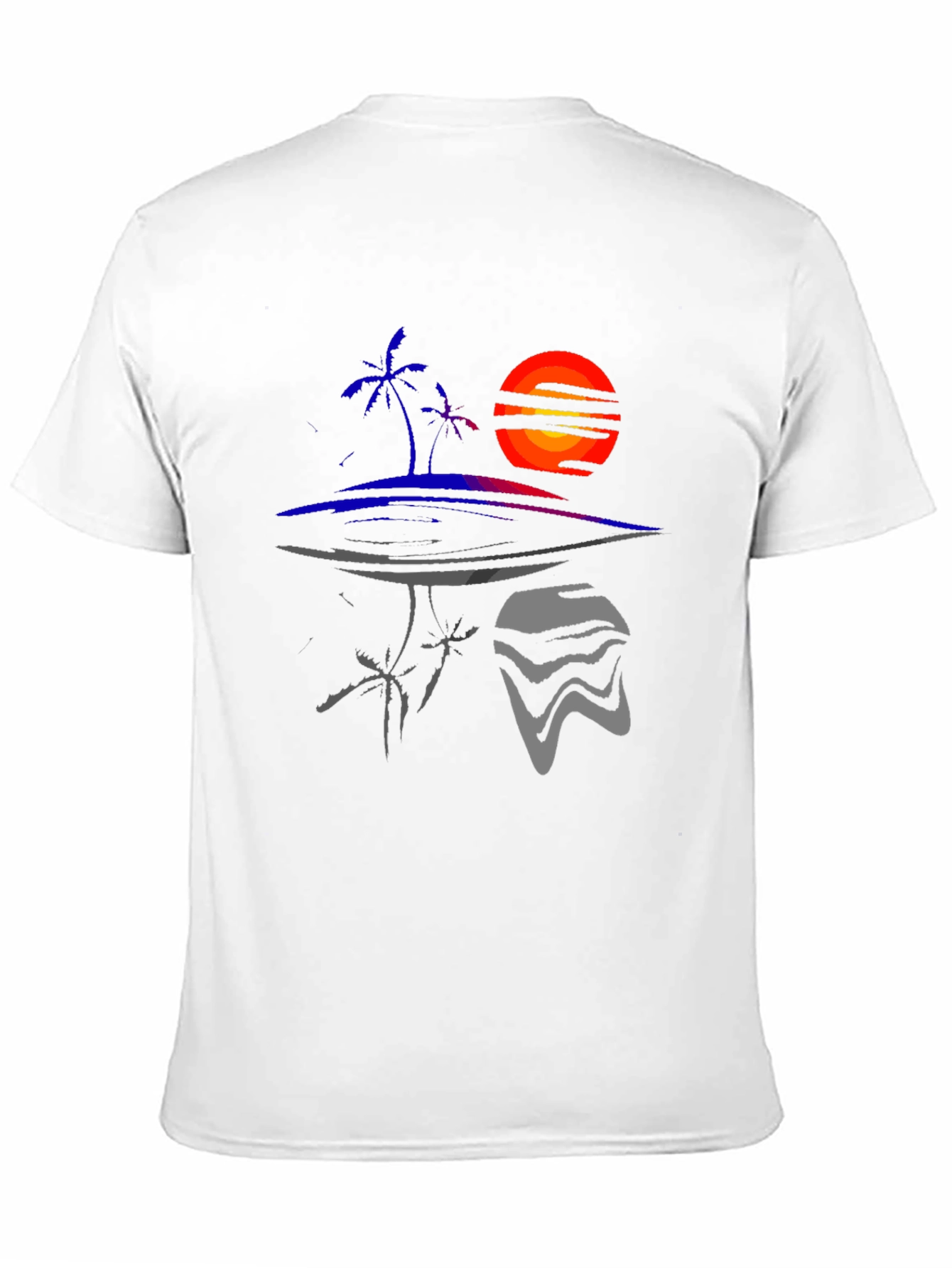 Abstract Sunset Island Graphic Tee - Unique Design