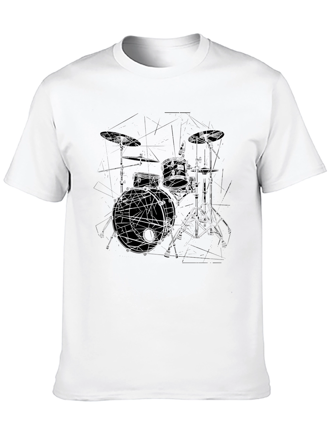 Drum Kit Outline Graphic Black T-Shirt