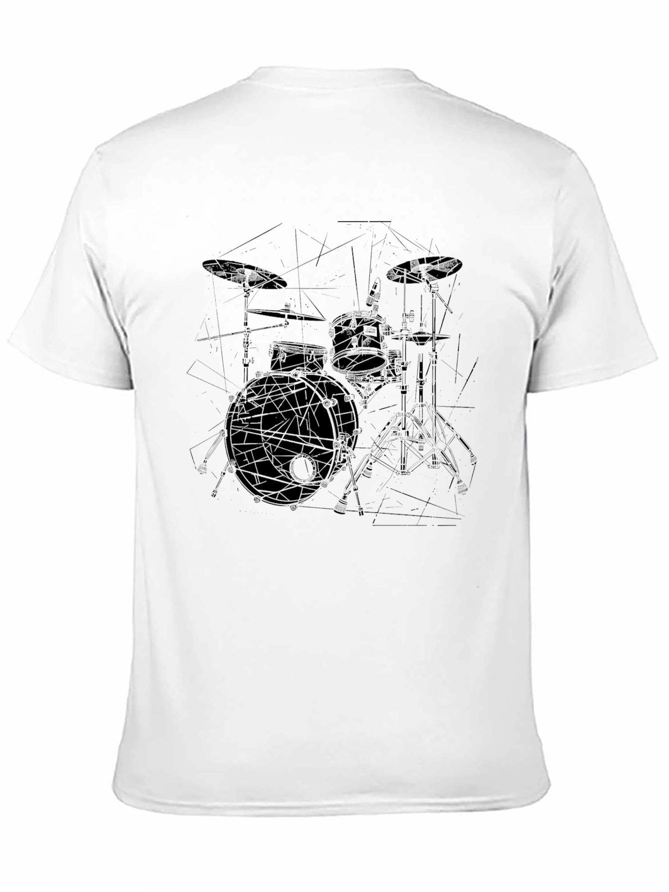 Drum Kit Outline Graphic Black T-Shirt