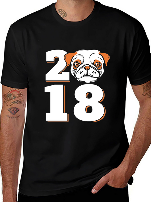 Pug 2018 Graphic Tee - Black Short Sleeve T-Shirt
