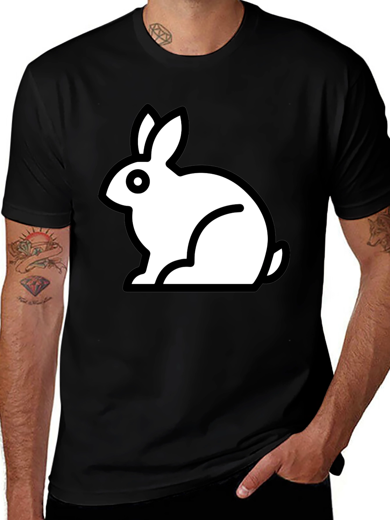 Rabbit Graphic Black T-Shirt