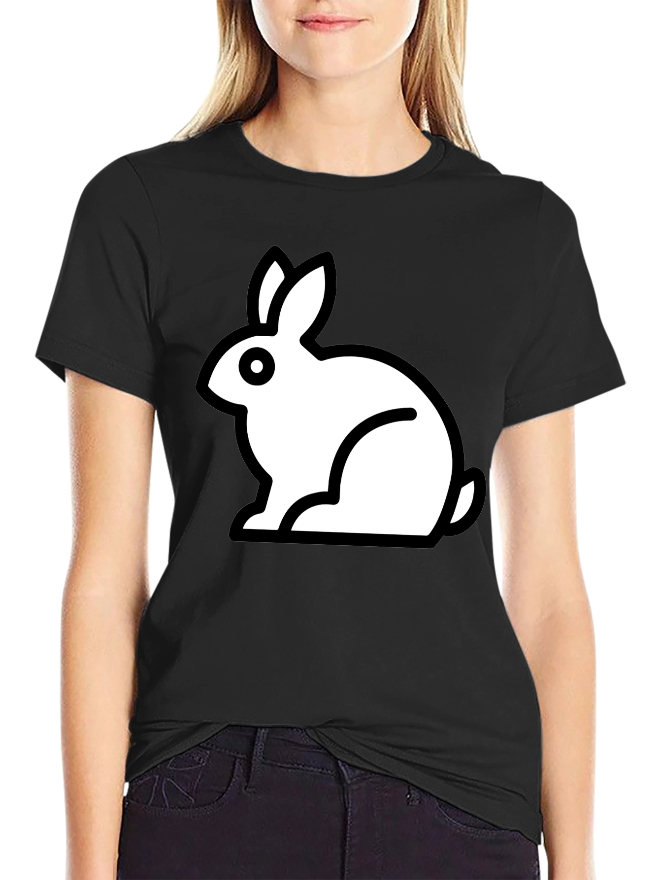 Rabbit Graphic Black T-Shirt