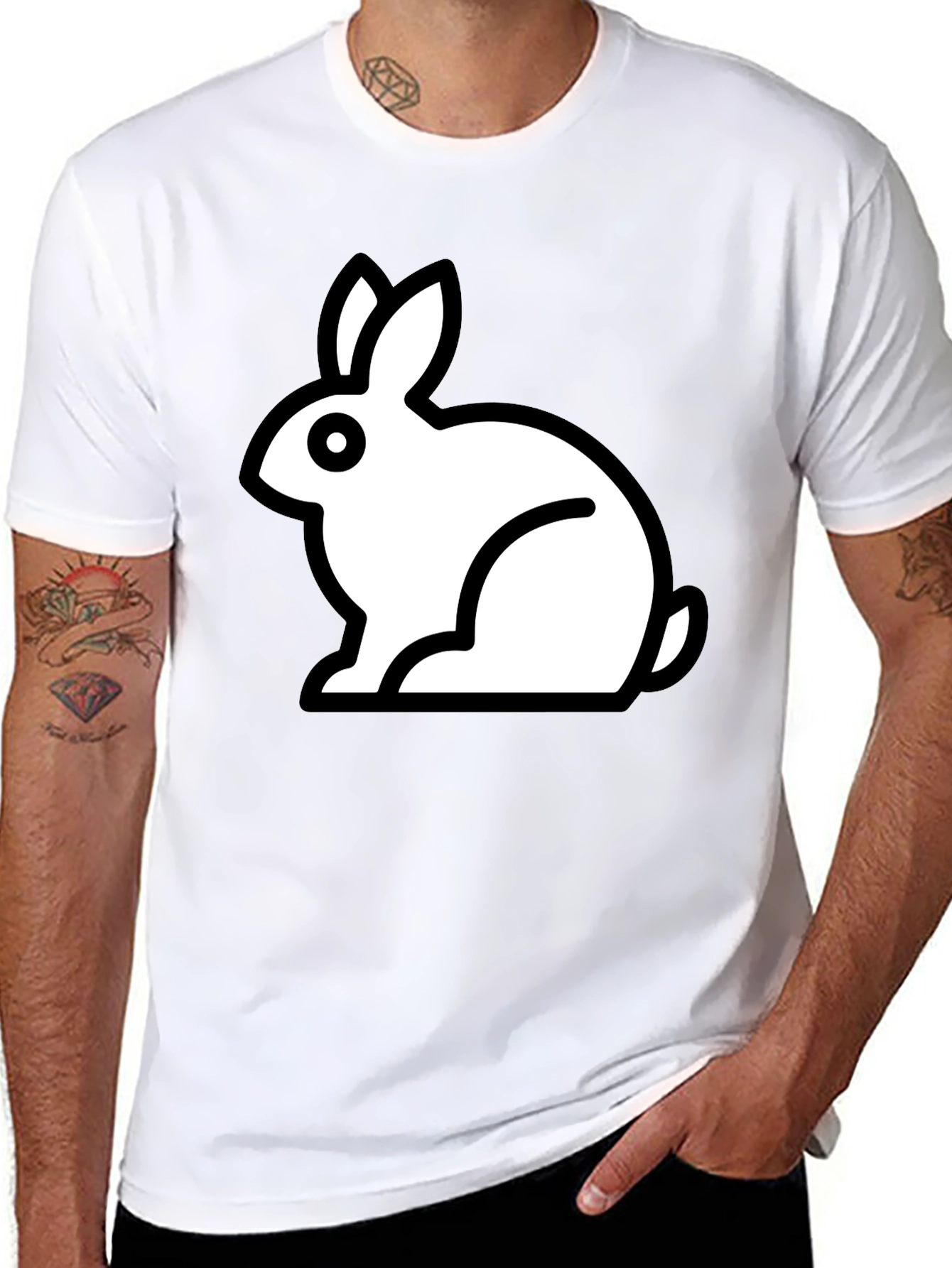 Rabbit Graphic Black T-Shirt