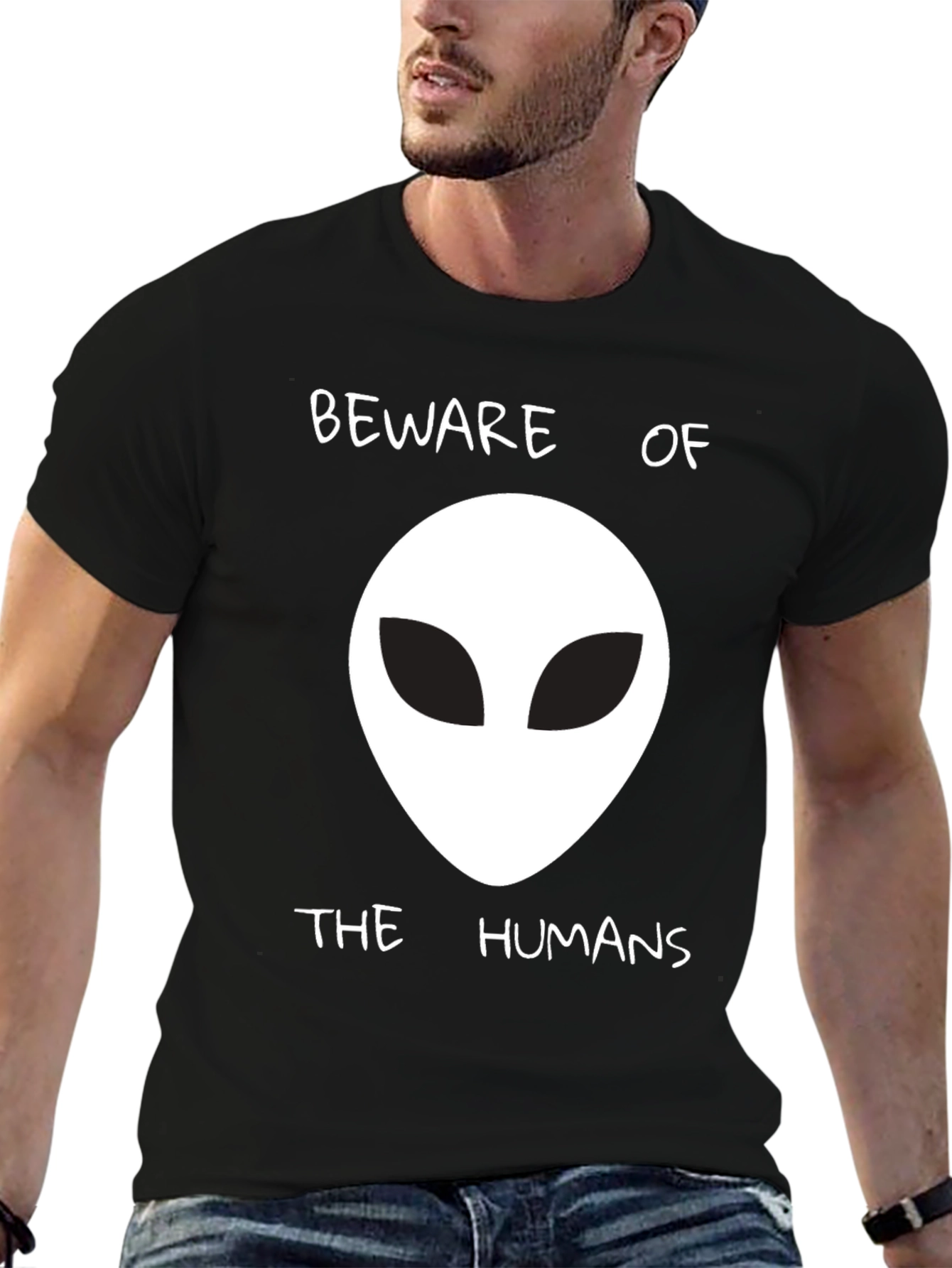 Beware of the Humans Alien Graphic T-Shirt
