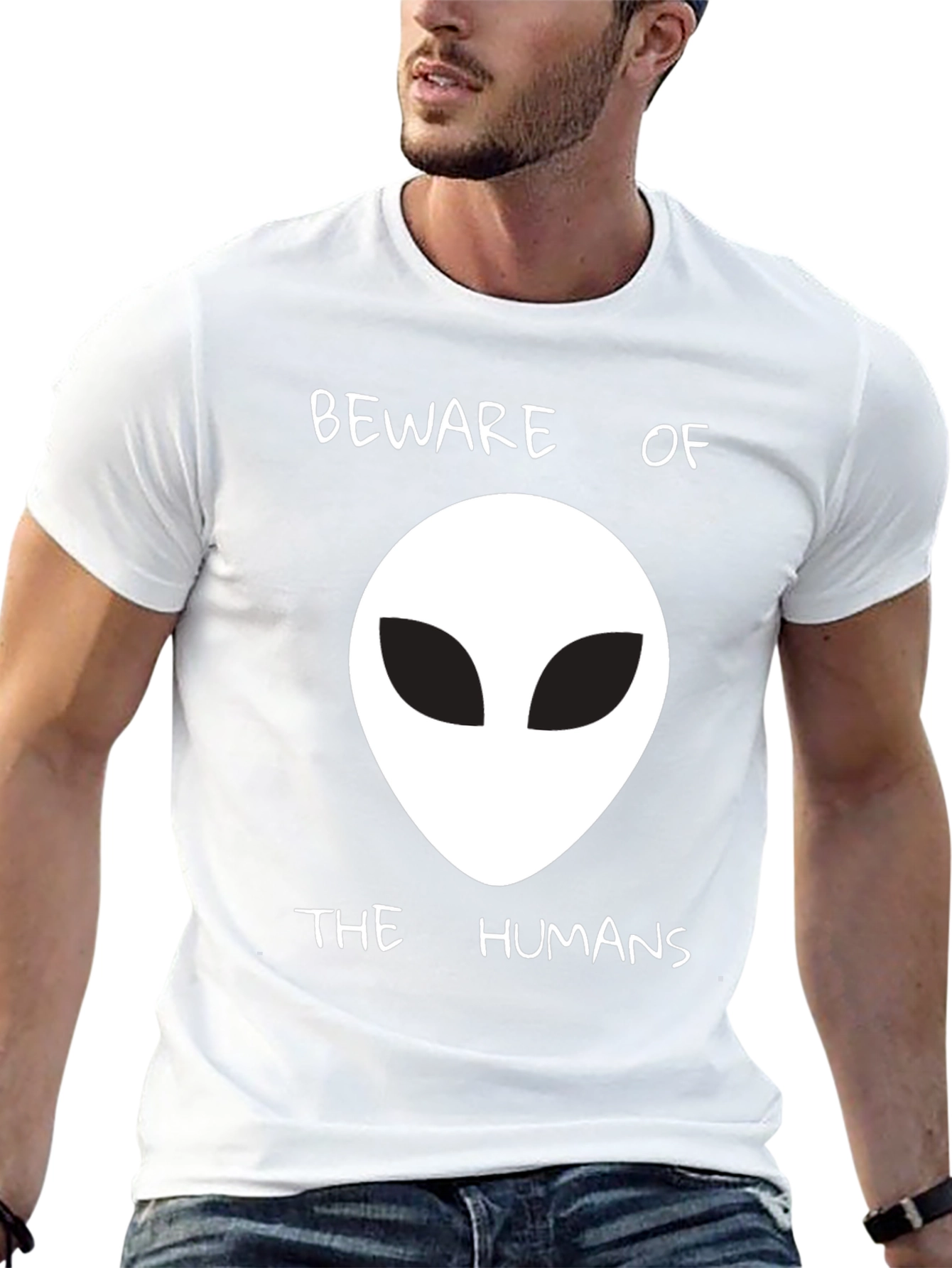 Beware of the Humans Alien Graphic T-Shirt