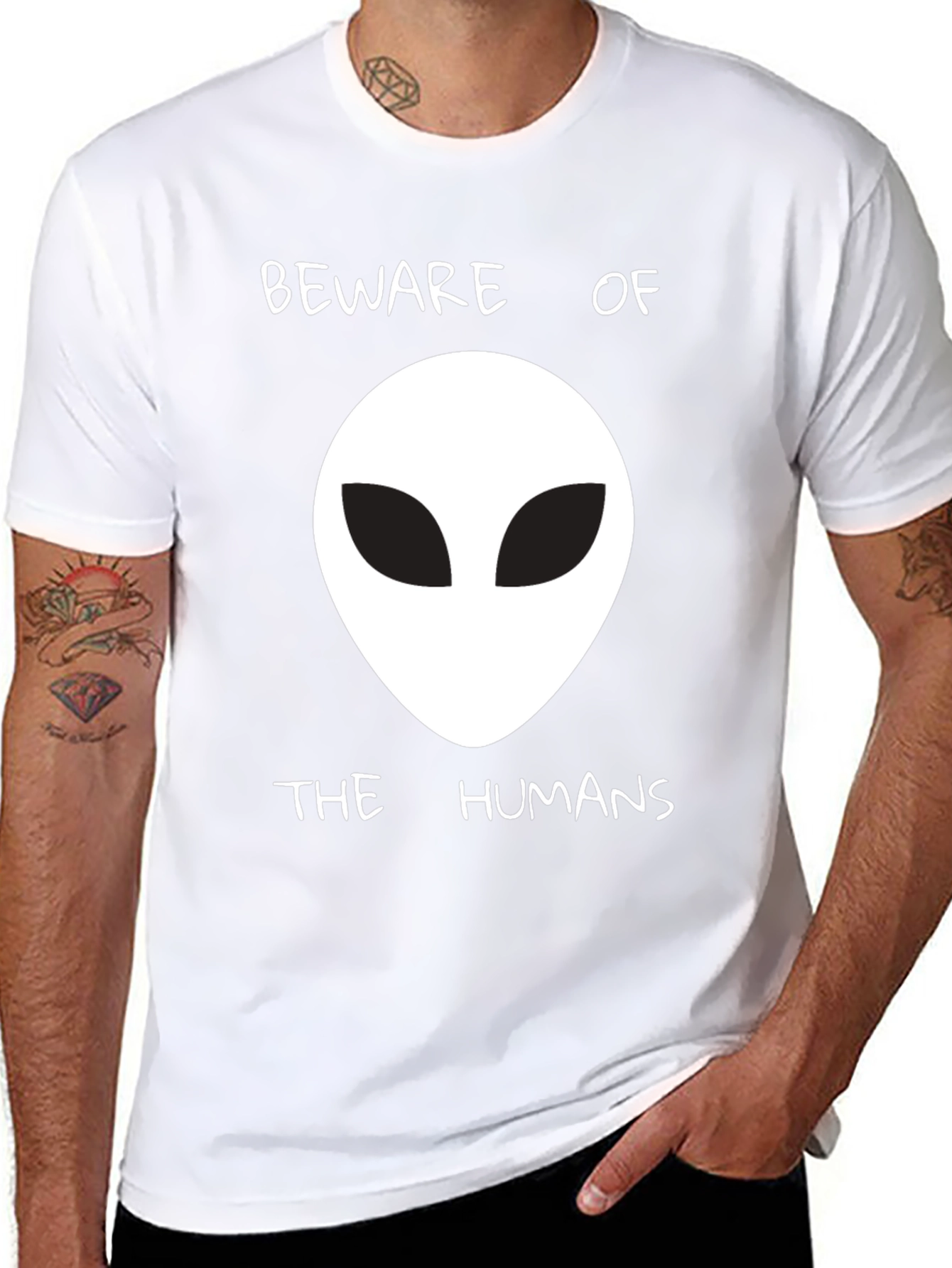 Beware of the Humans Alien Graphic T-Shirt