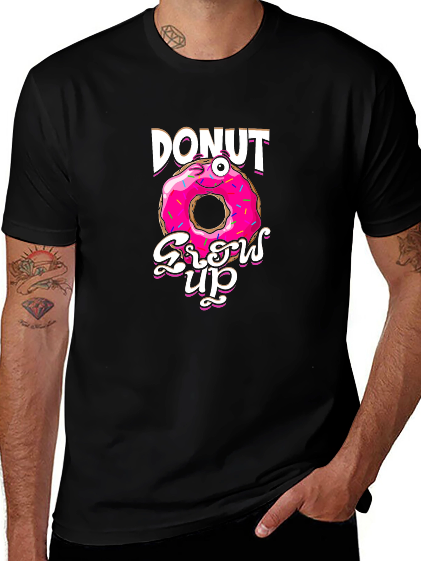 Donut Grow Up Funny Graphic T-Shirt