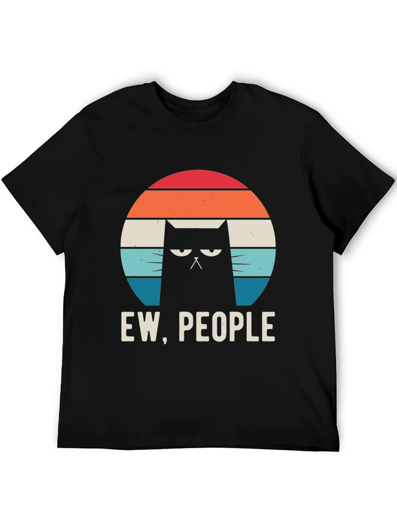 Ew People Cat Graphic Tee - Black Cotton Shirt