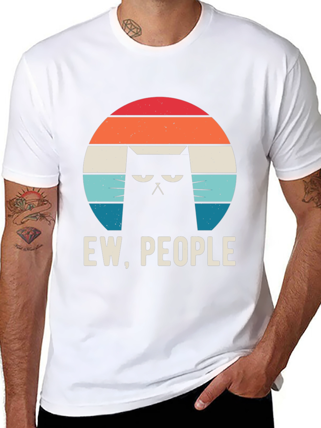Ew People Cat Graphic Tee - Black Cotton Shirt
