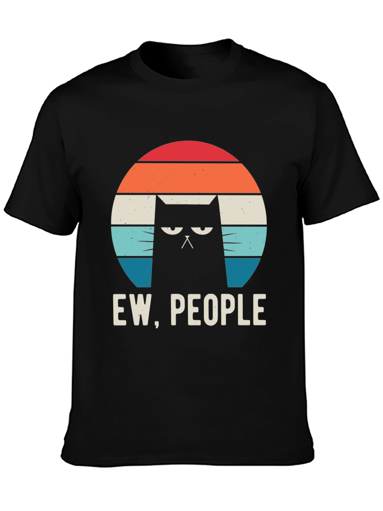 Ew People Cat Graphic Tee - Black Cotton Shirt