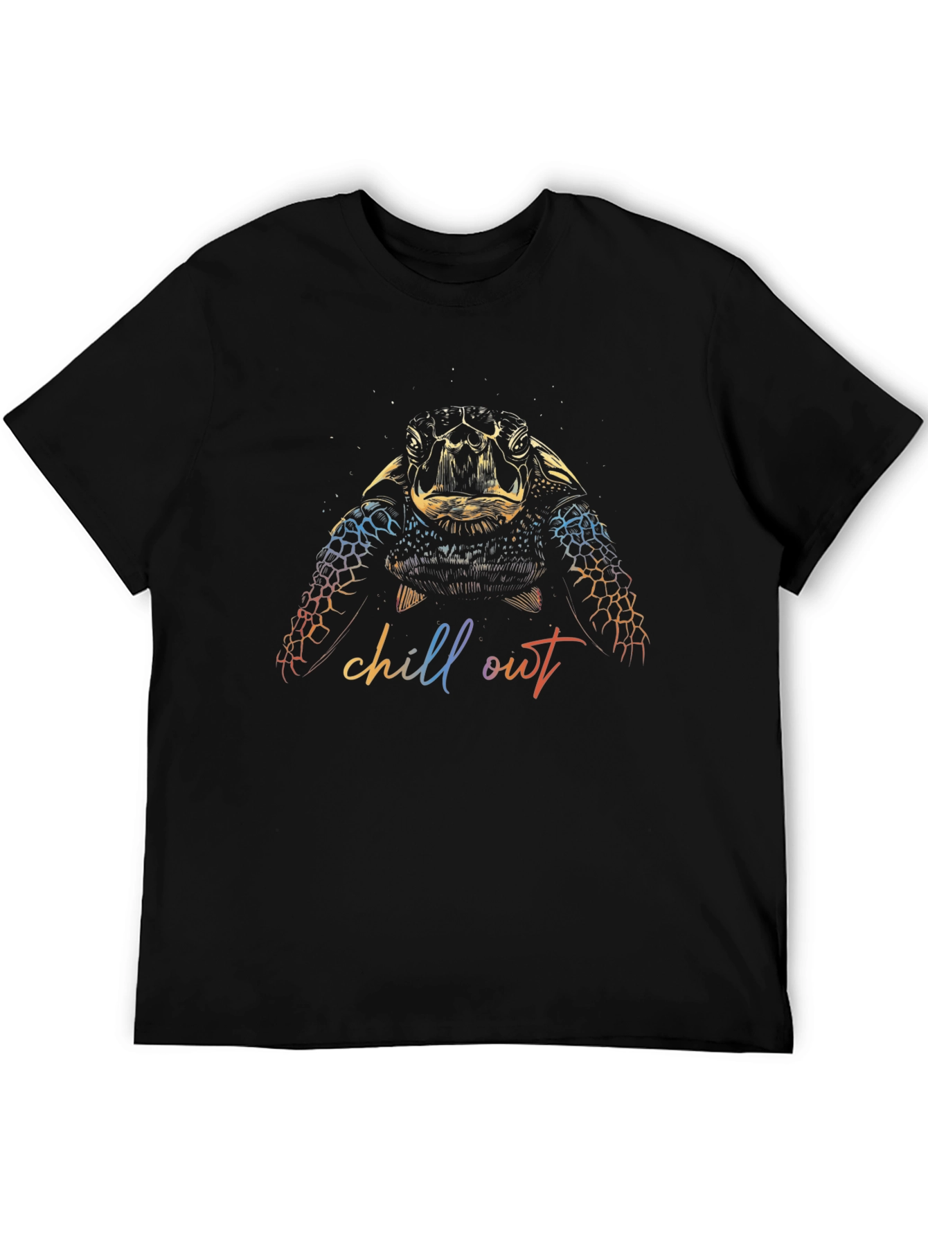 Chill Out Turtle Graphic Black T-Shirt