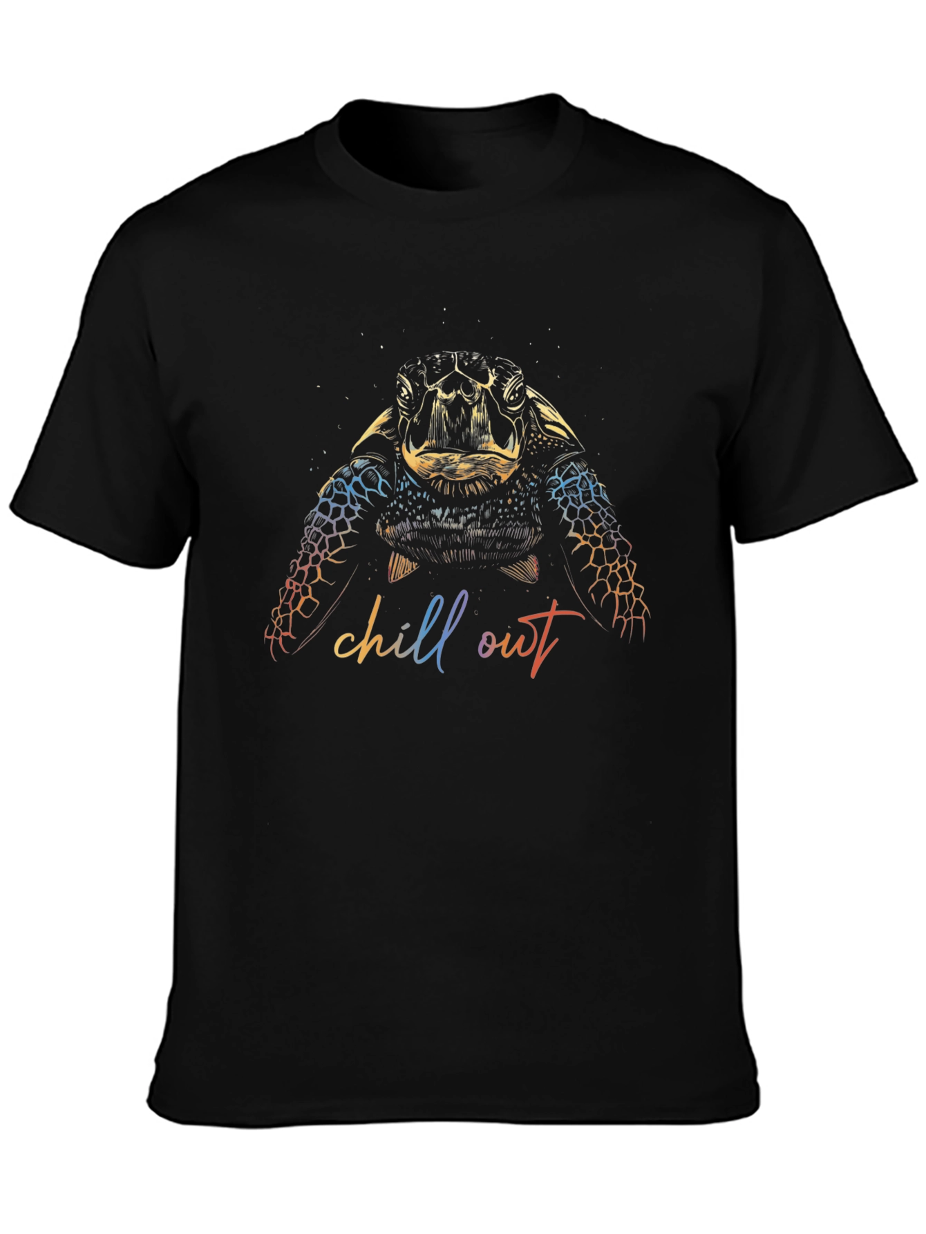 Chill Out Turtle Graphic Black T-Shirt