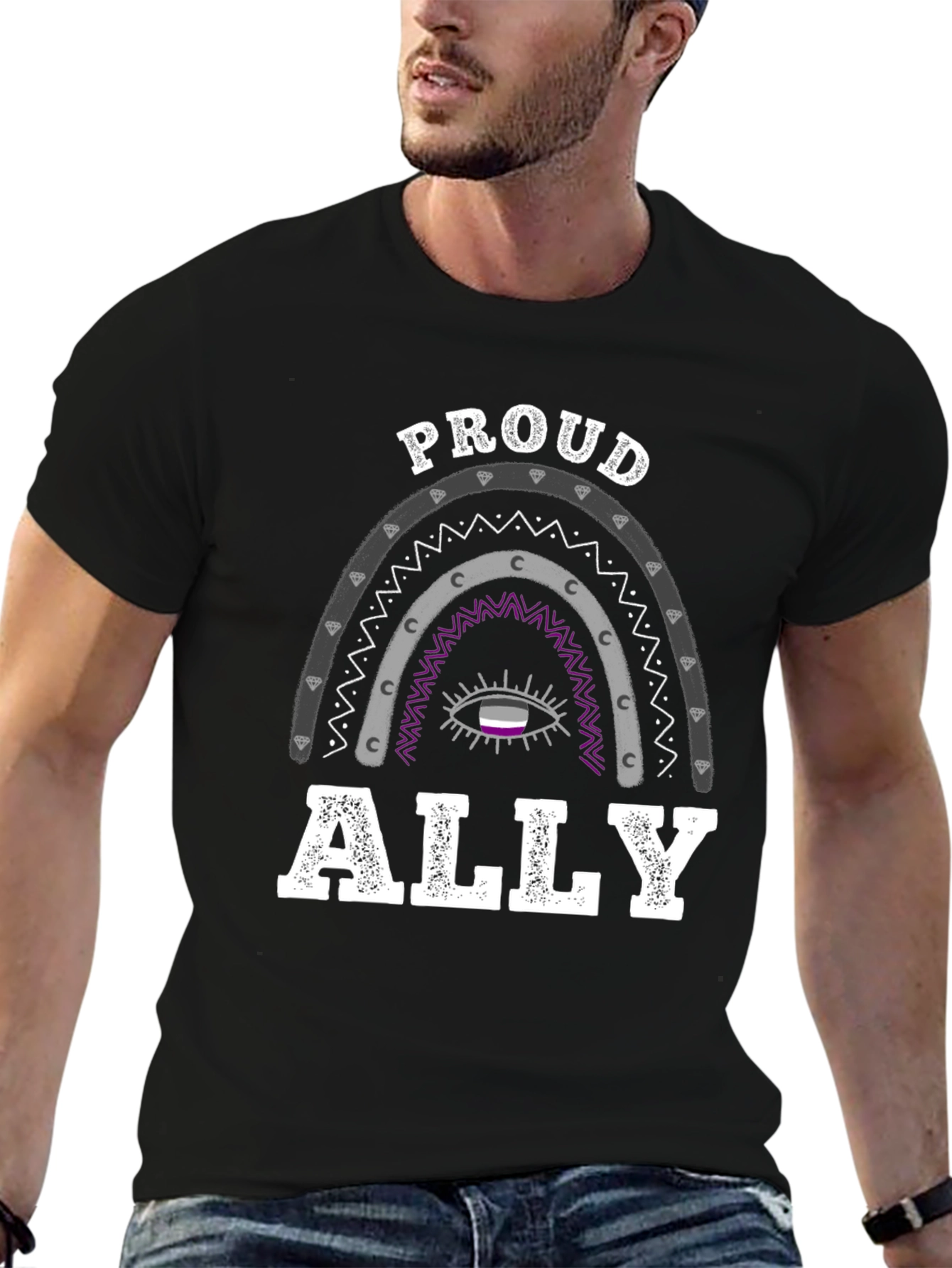 Proud Ally Asexual Pride Rainbow Graphic Tee