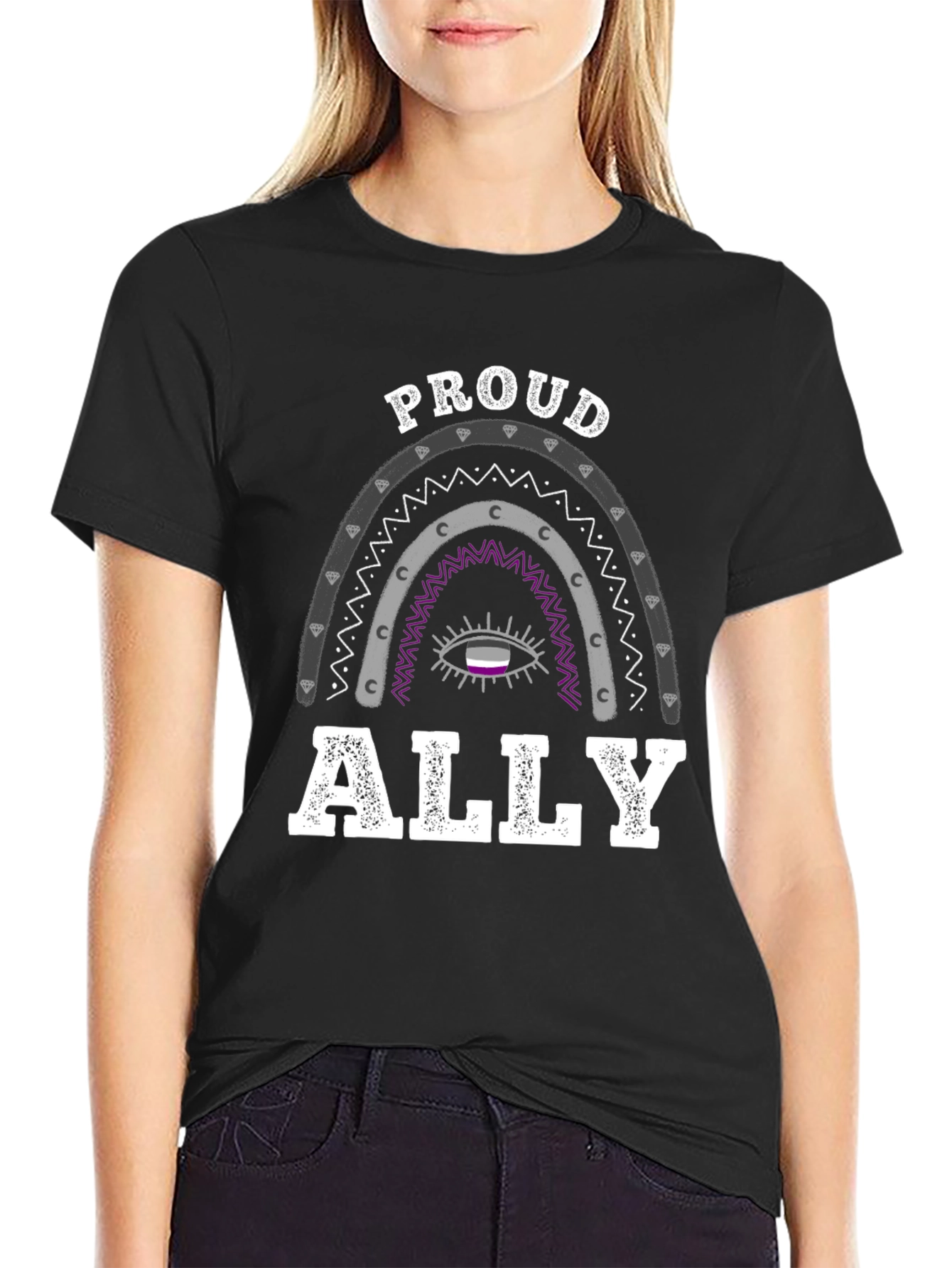 Proud Ally Asexual Pride Rainbow Graphic Tee