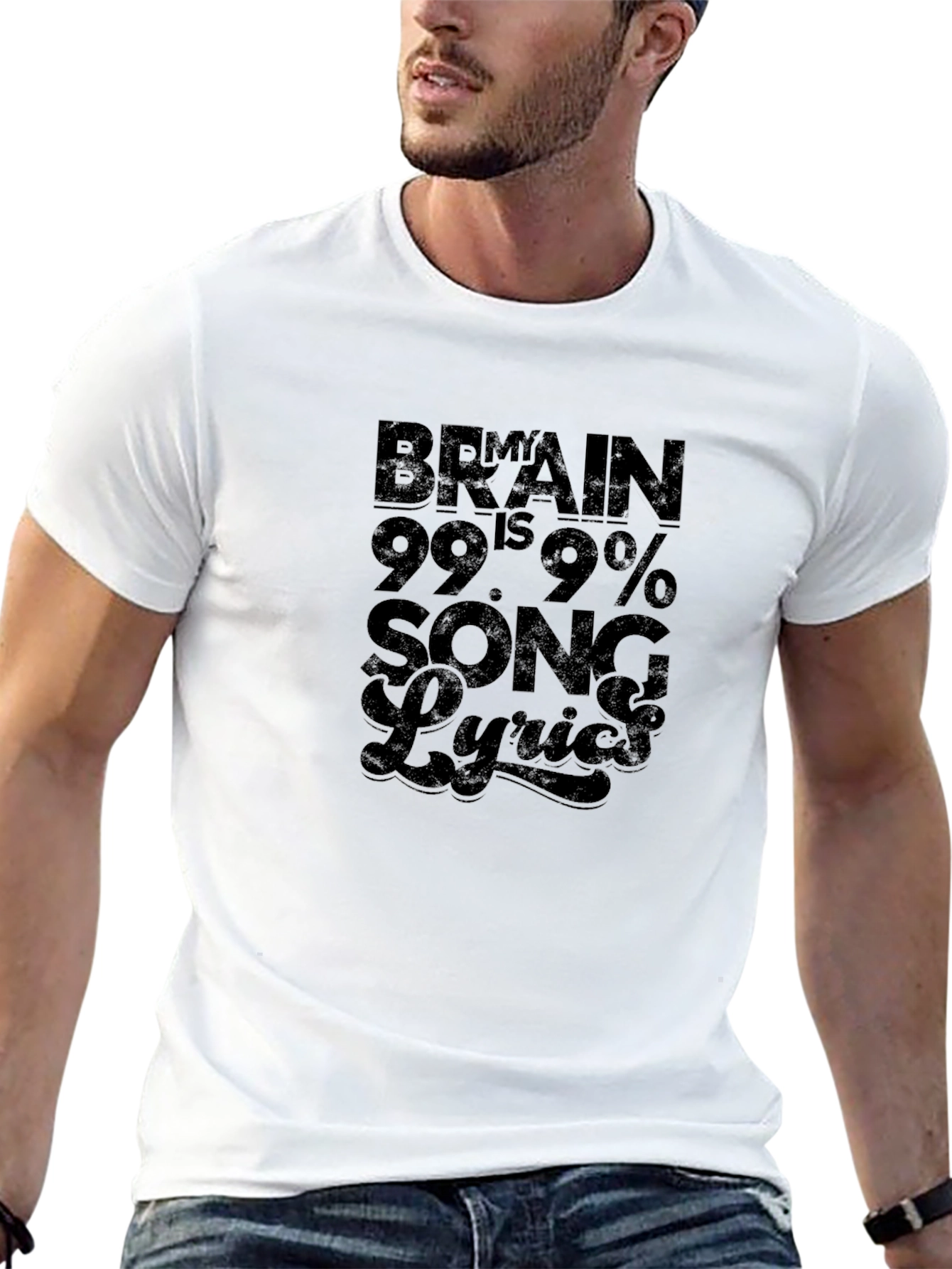 Brain 99.9% Song Lyrics Graphic Tee - Black