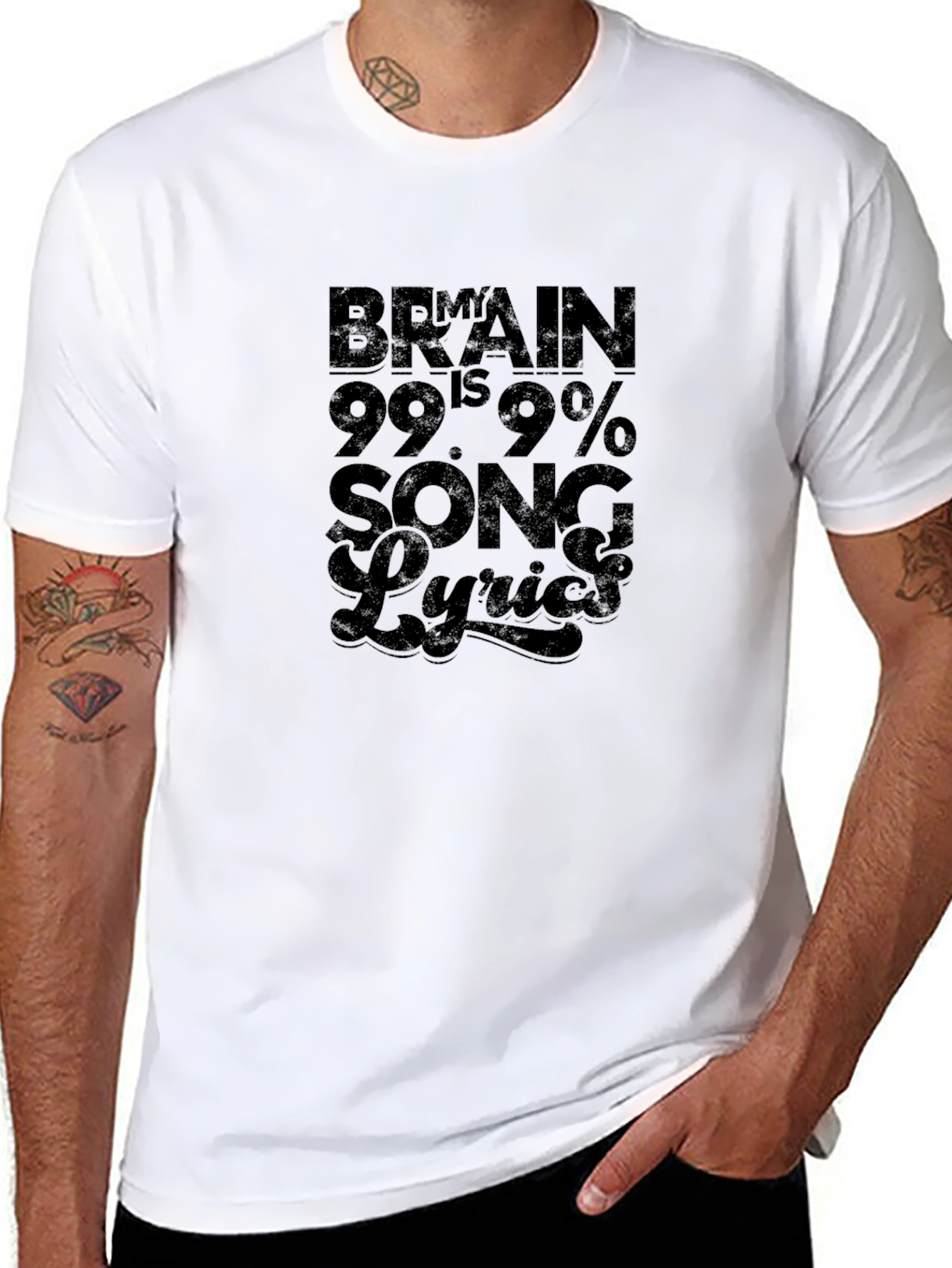 Brain 99.9% Song Lyrics Graphic Tee - Black