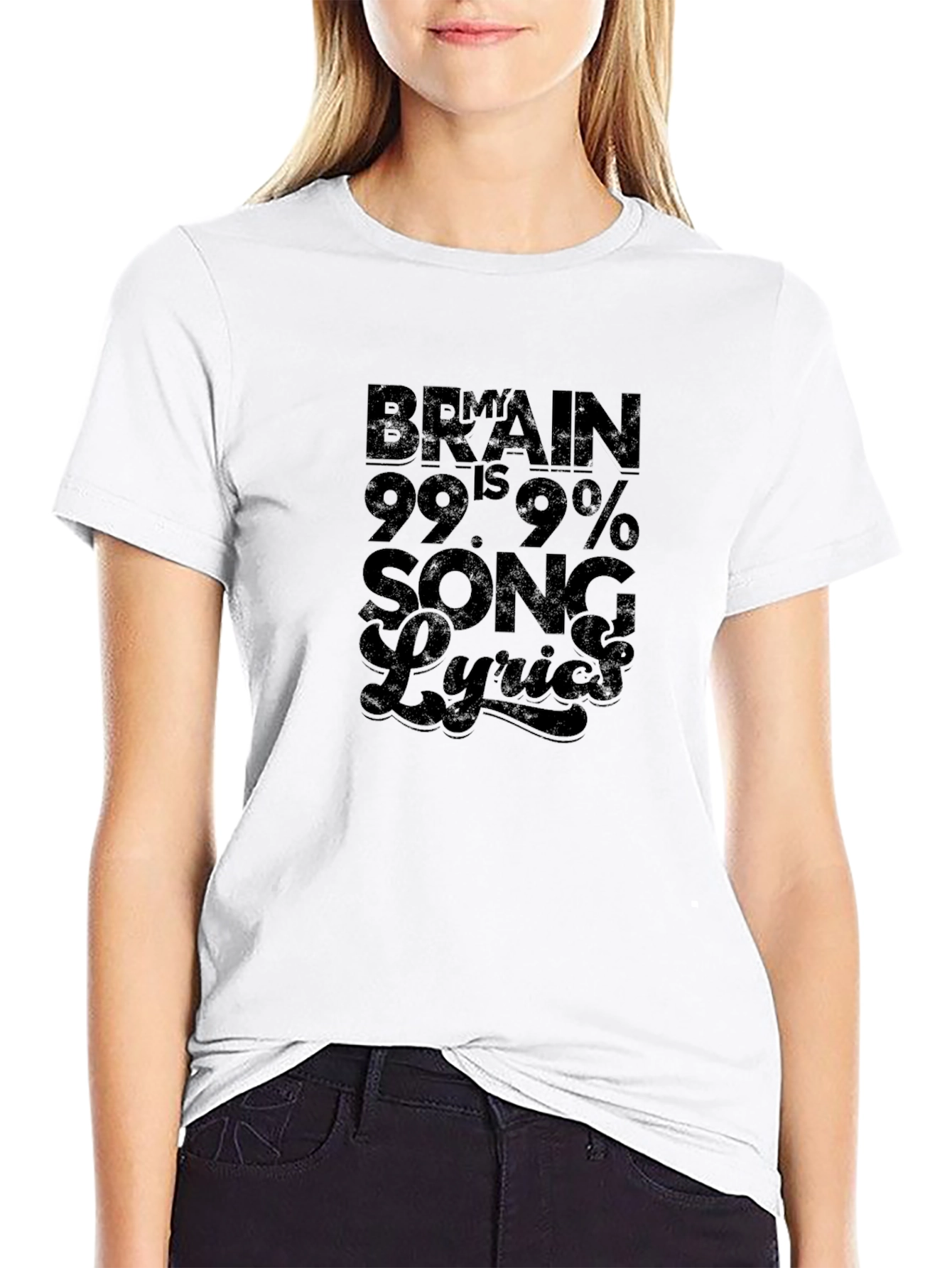 Brain 99.9% Song Lyrics Graphic Tee - Black