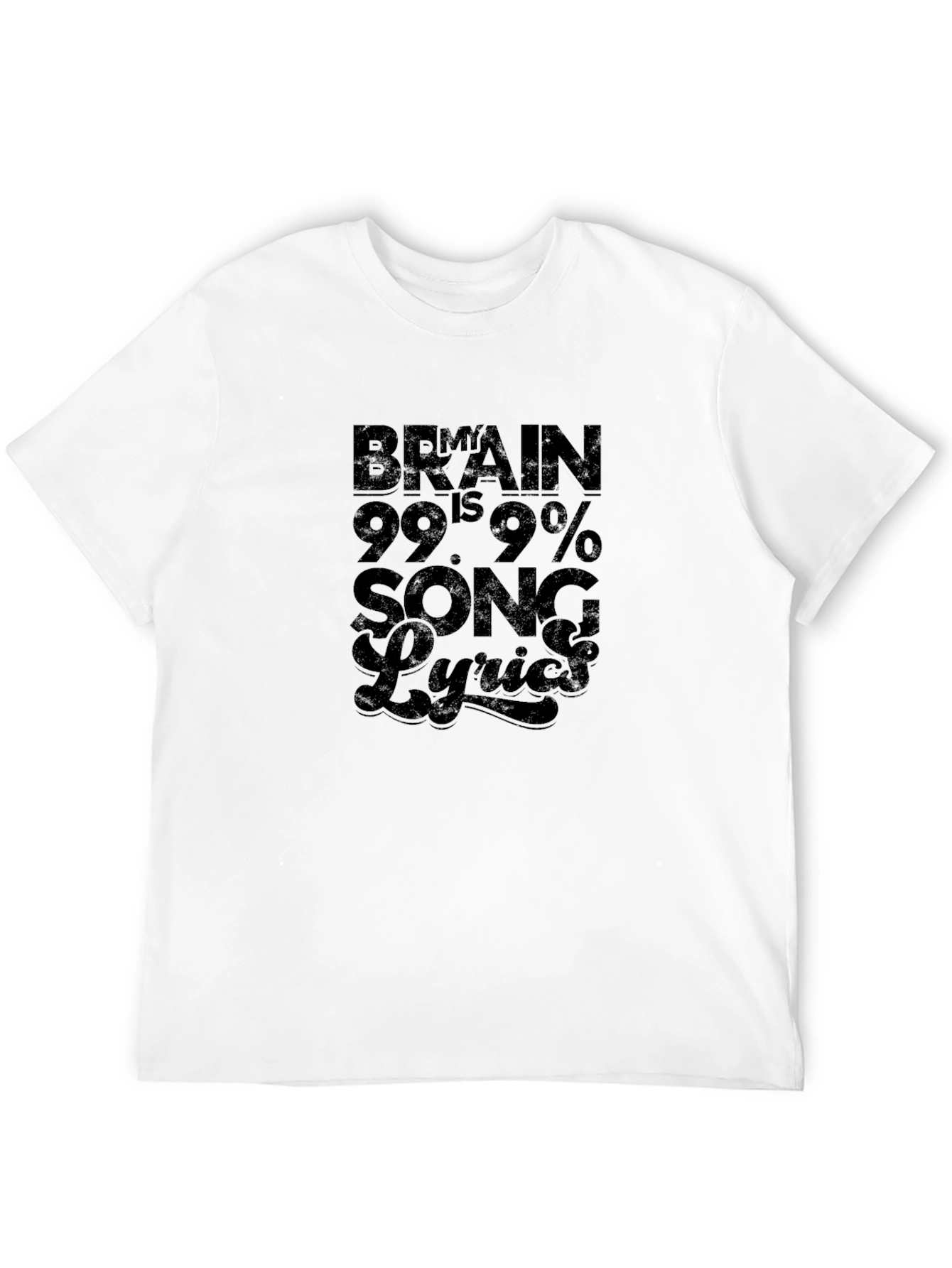 Brain 99.9% Song Lyrics Graphic Tee - Black